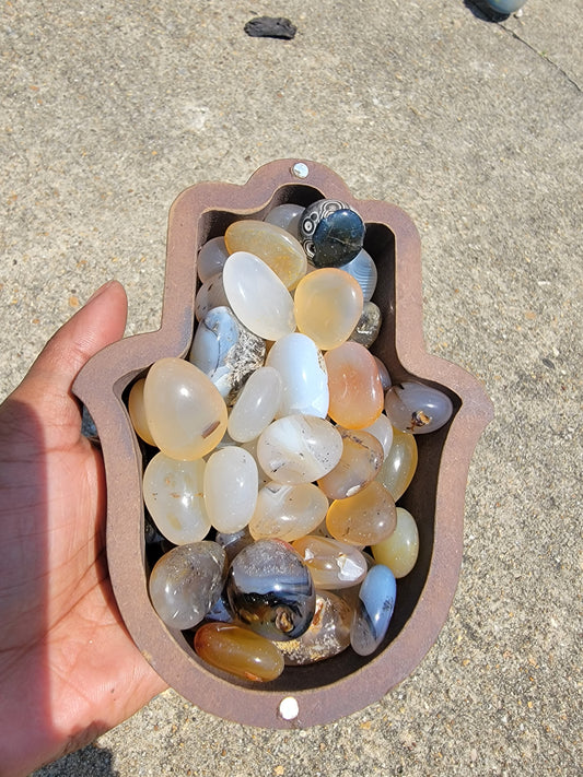 Black Flower Agate Tumble