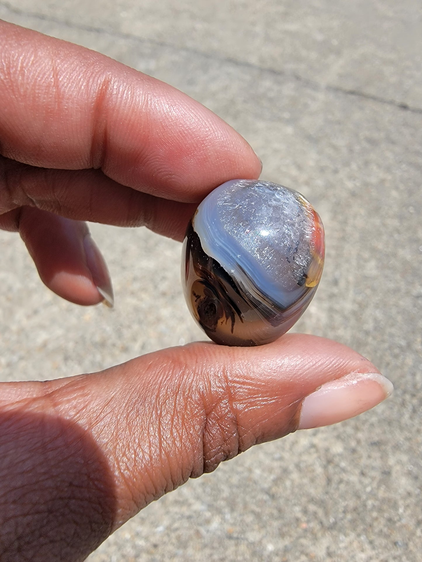 Black Flower Agate Tumble