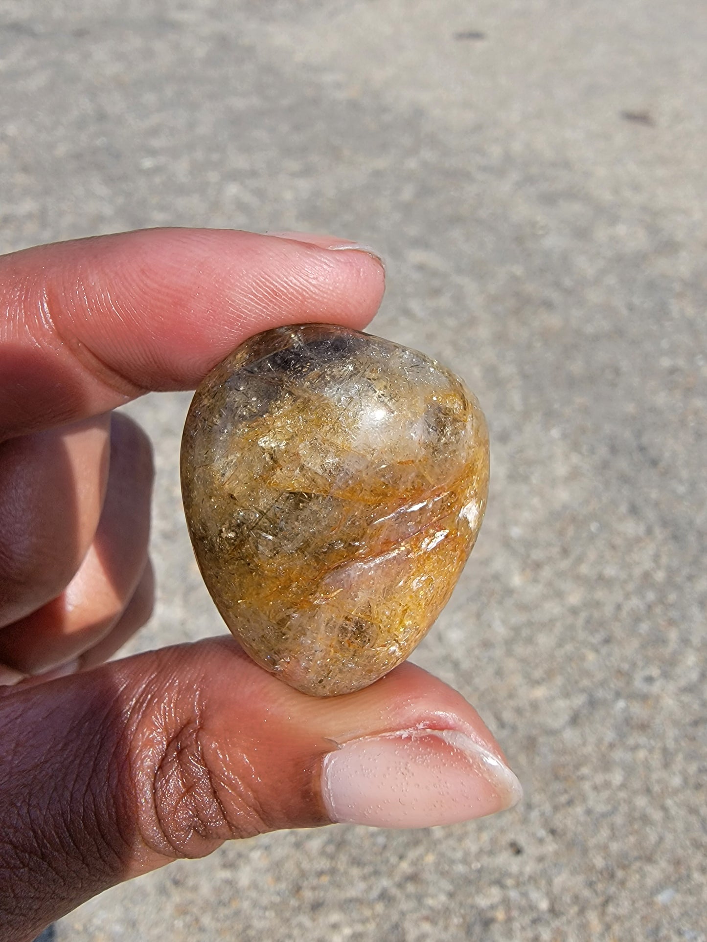 Rutilated Phantom Quartz Tumble