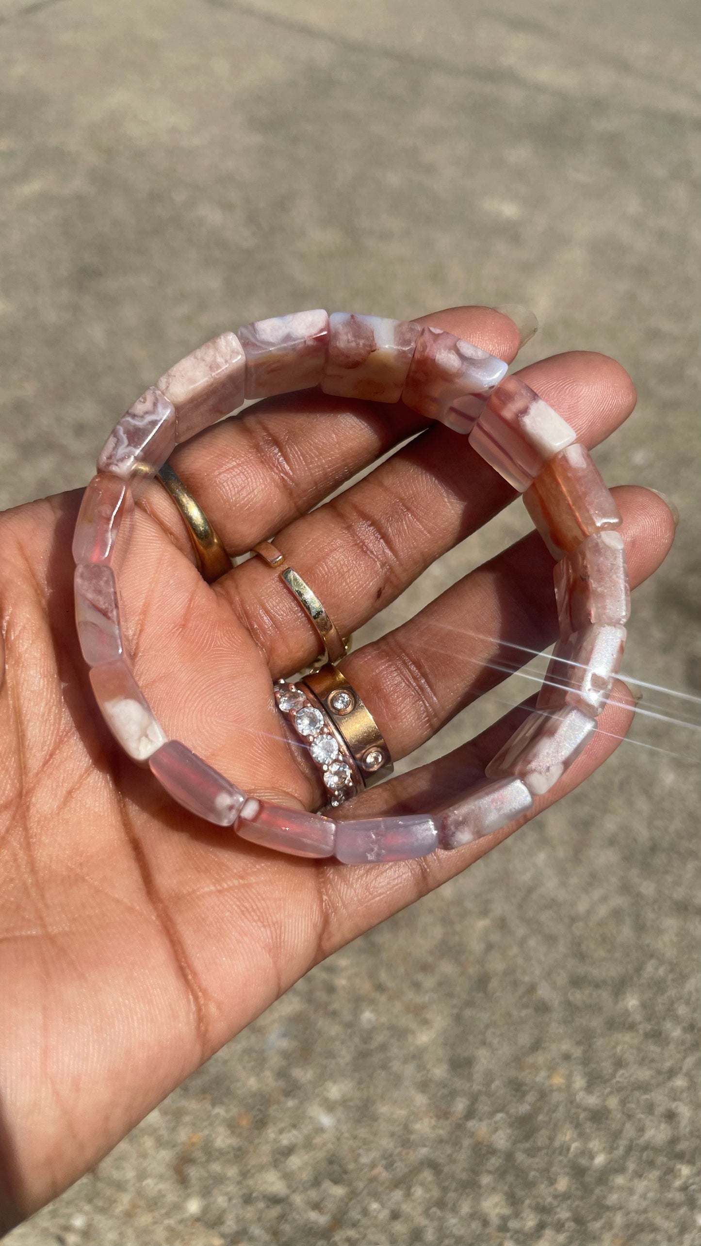 Flower Agate Stretch Bangle