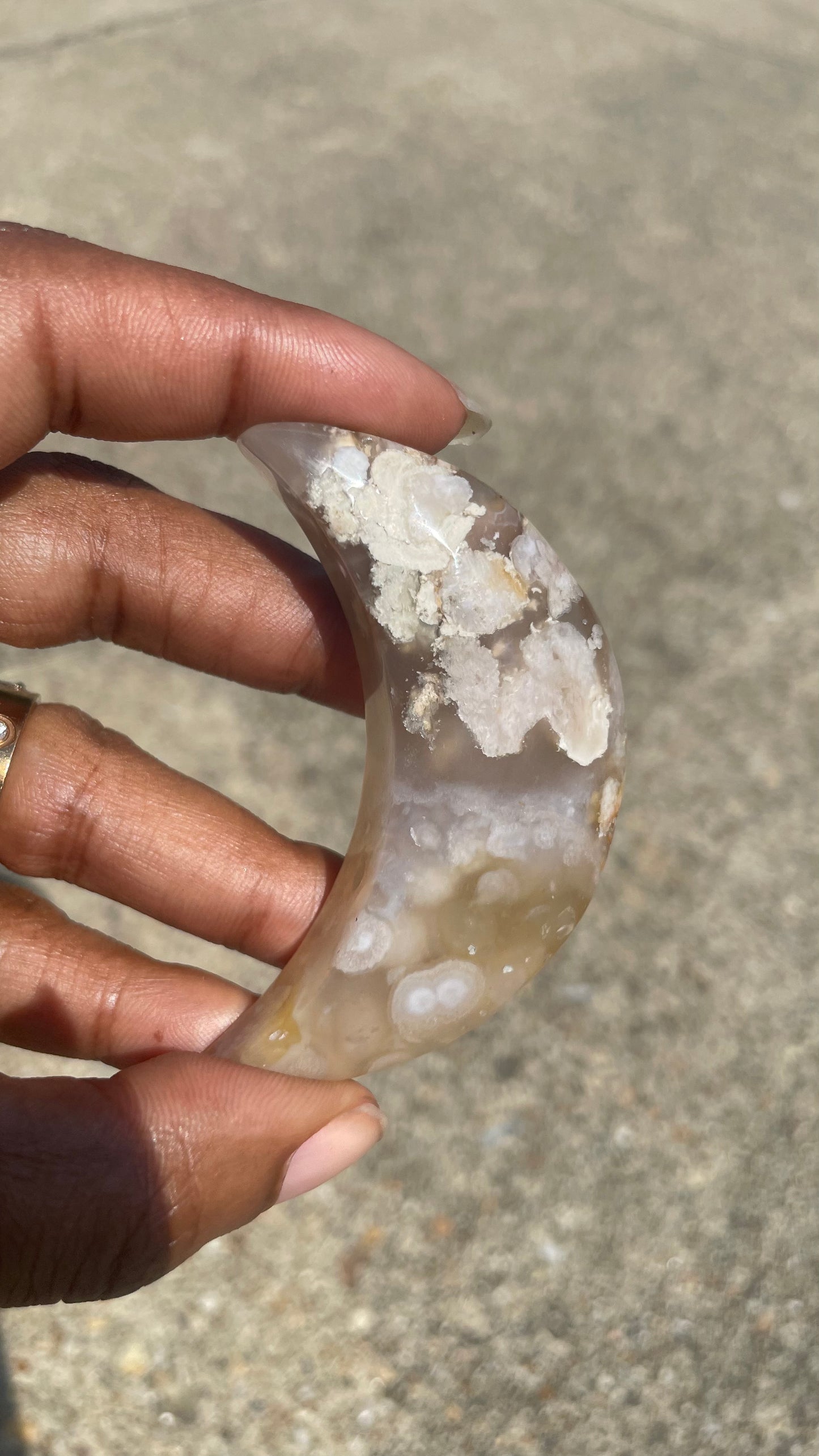 Flower Agate Crescent Moon