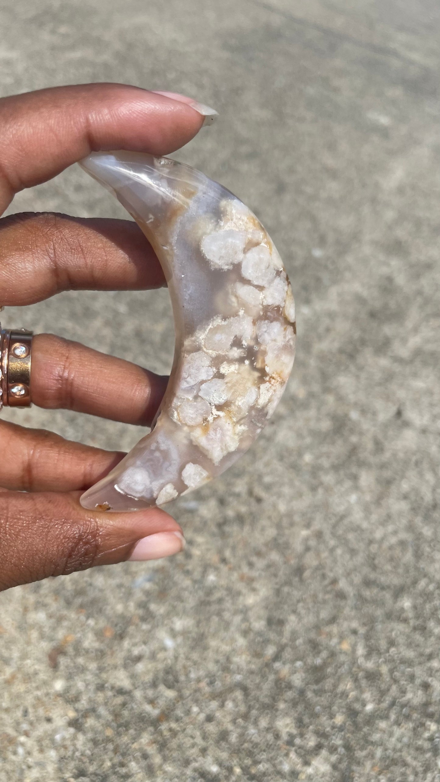 Flower Agate Crescent Moon