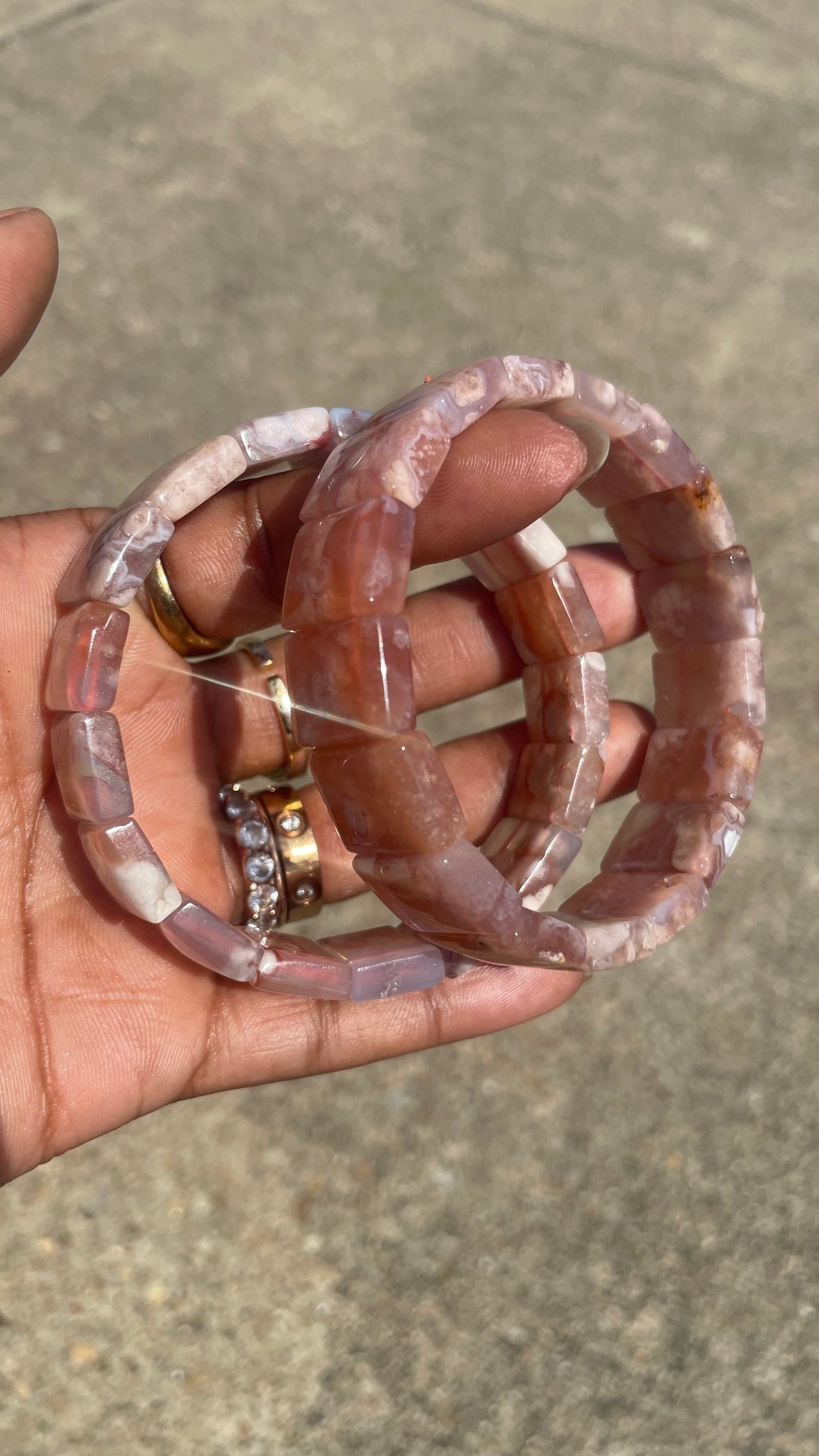 Flower Agate Stretch Bangle