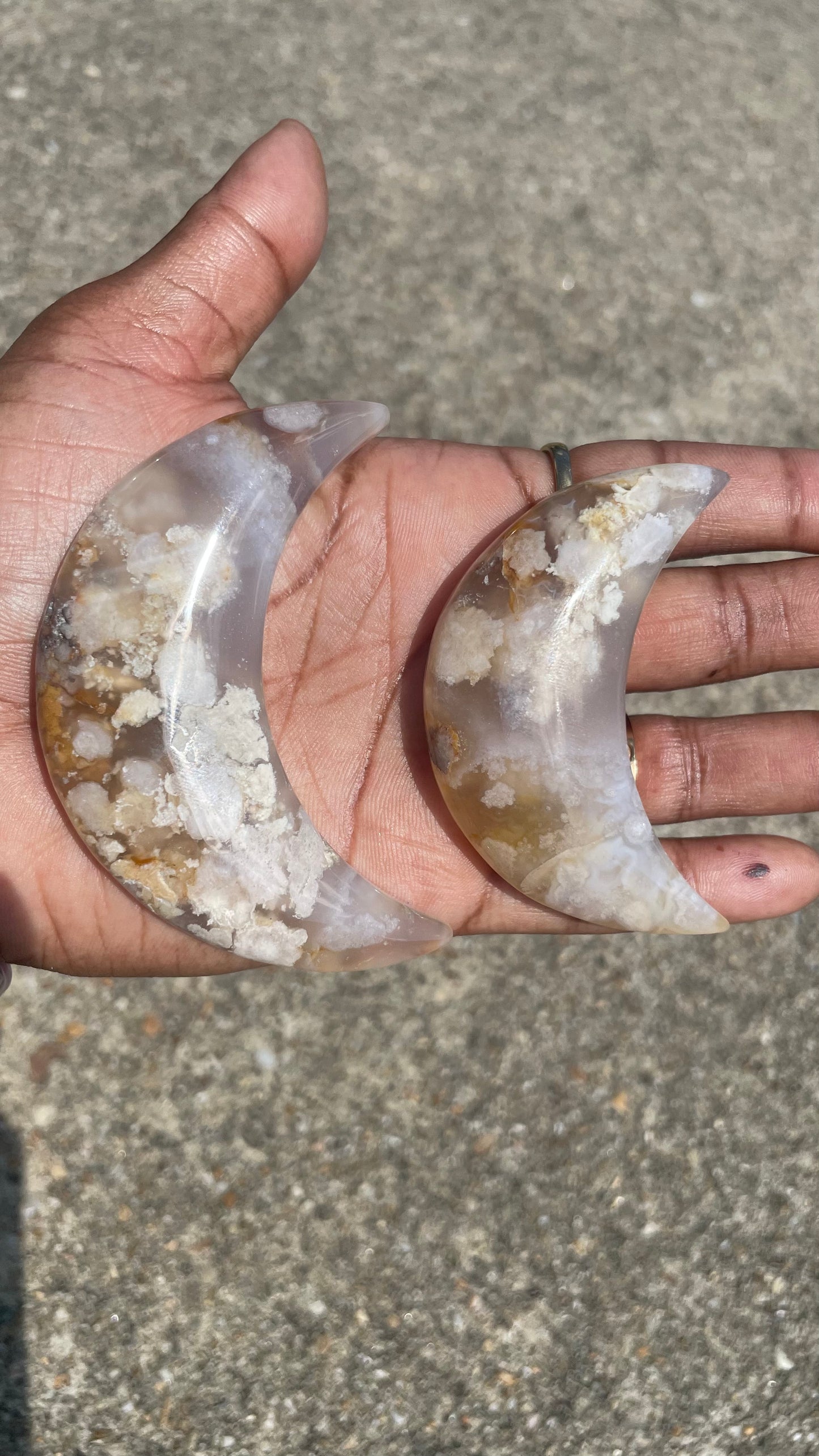 Flower Agate Crescent Moon