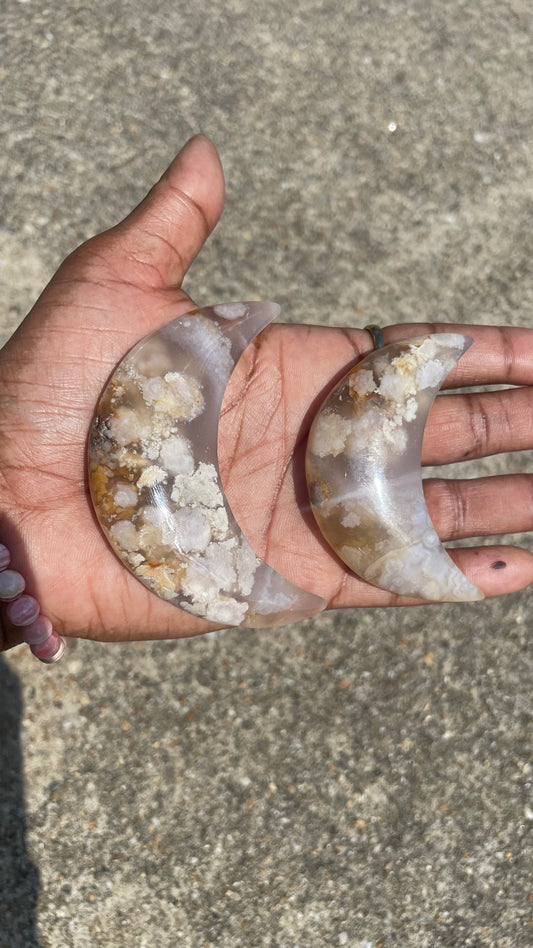 Flower Agate Crescent Moon