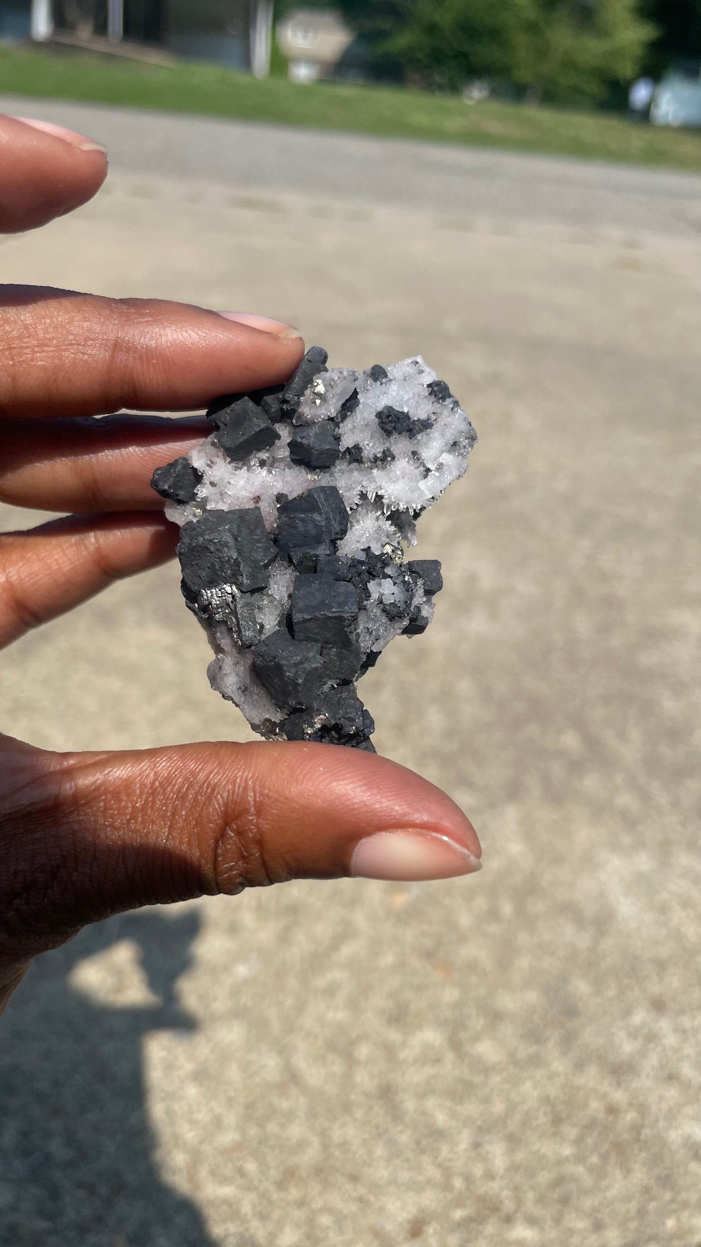 Chrysanthemum Quartz with Pyrite and Black Tourmaline