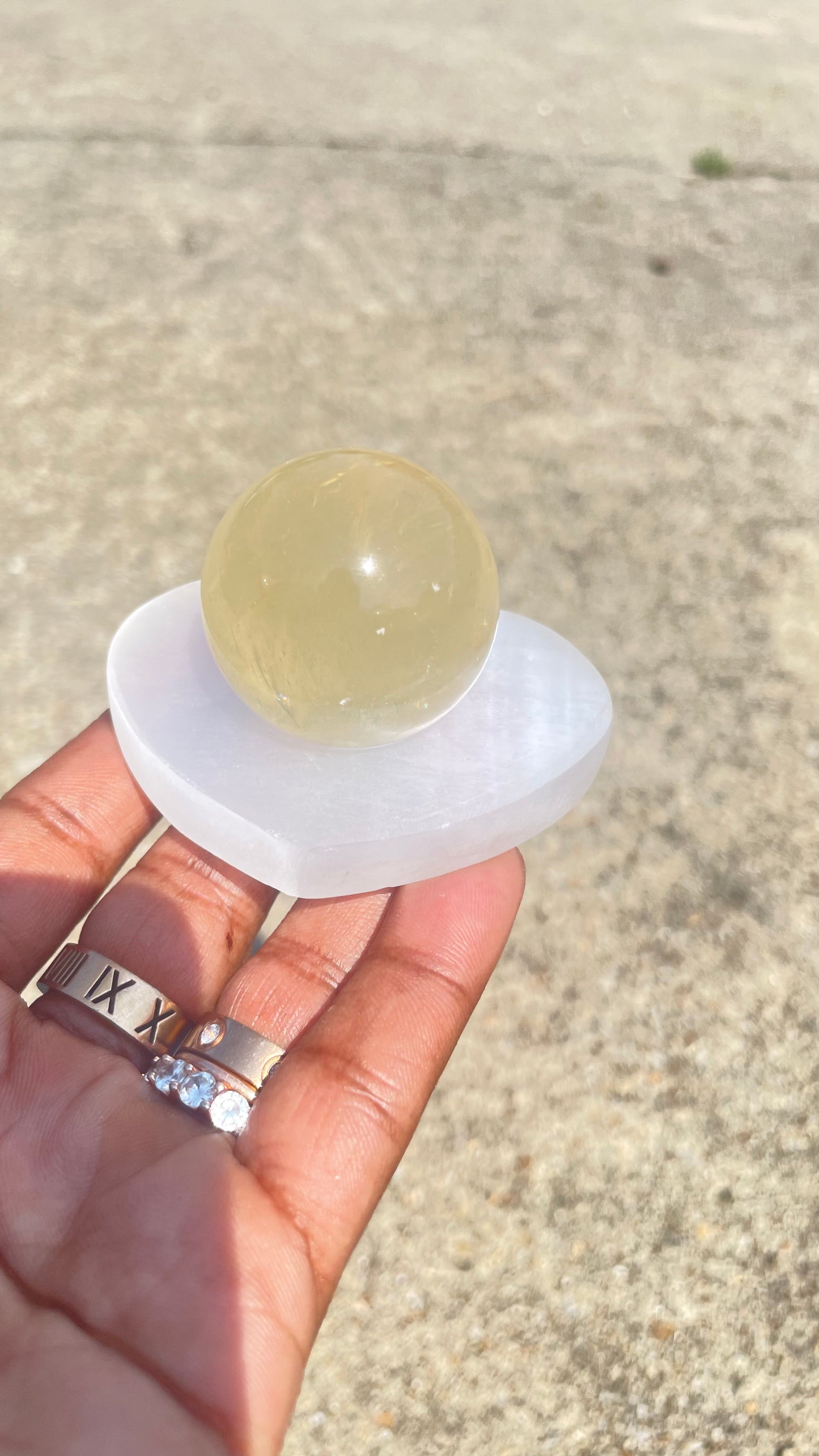 Selenite Heart Sphere Holder