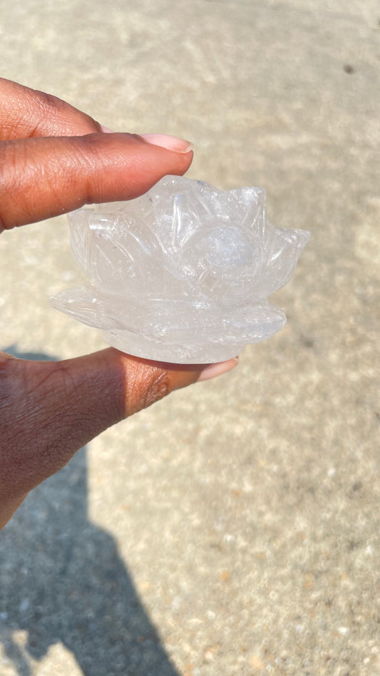 Clear Quartz Lotus Sphere Stand