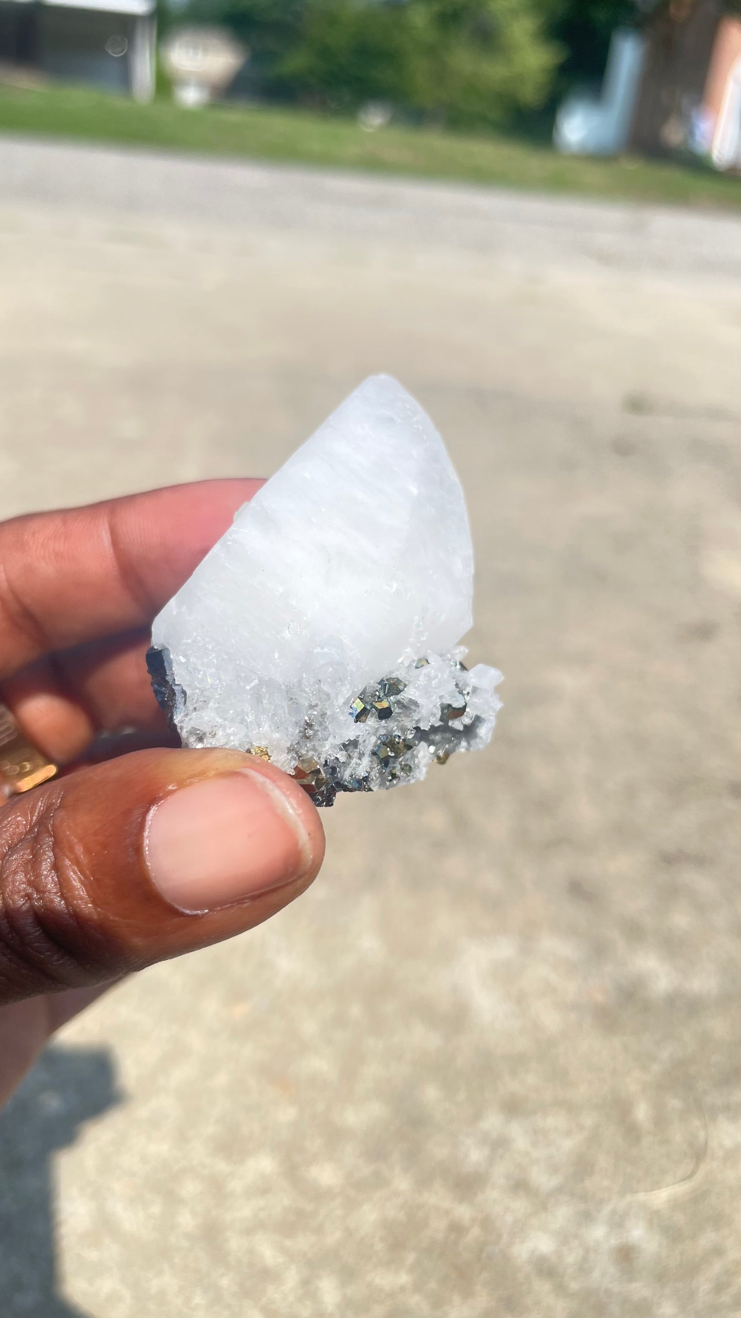 Chrysanthemum Quartz with Pyrite and Black Tourmaline