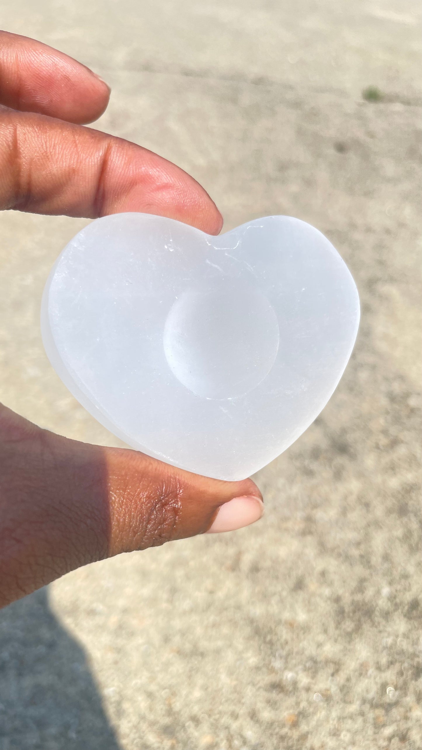 Selenite Heart Sphere Holder