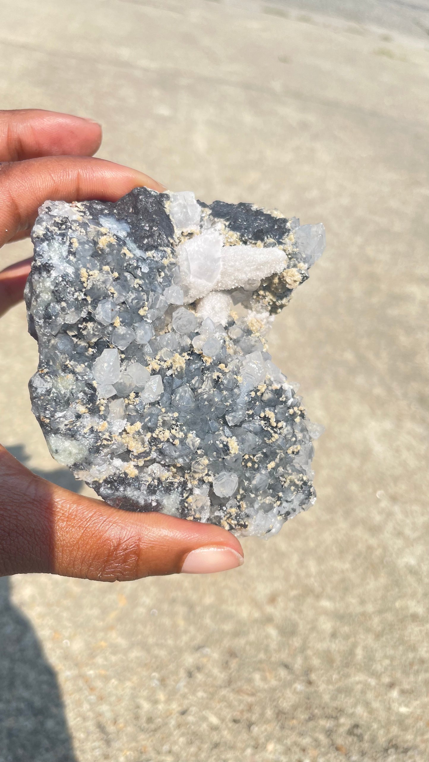 Chrysanthemum Quartz with Pyrite and Black Tourmaline