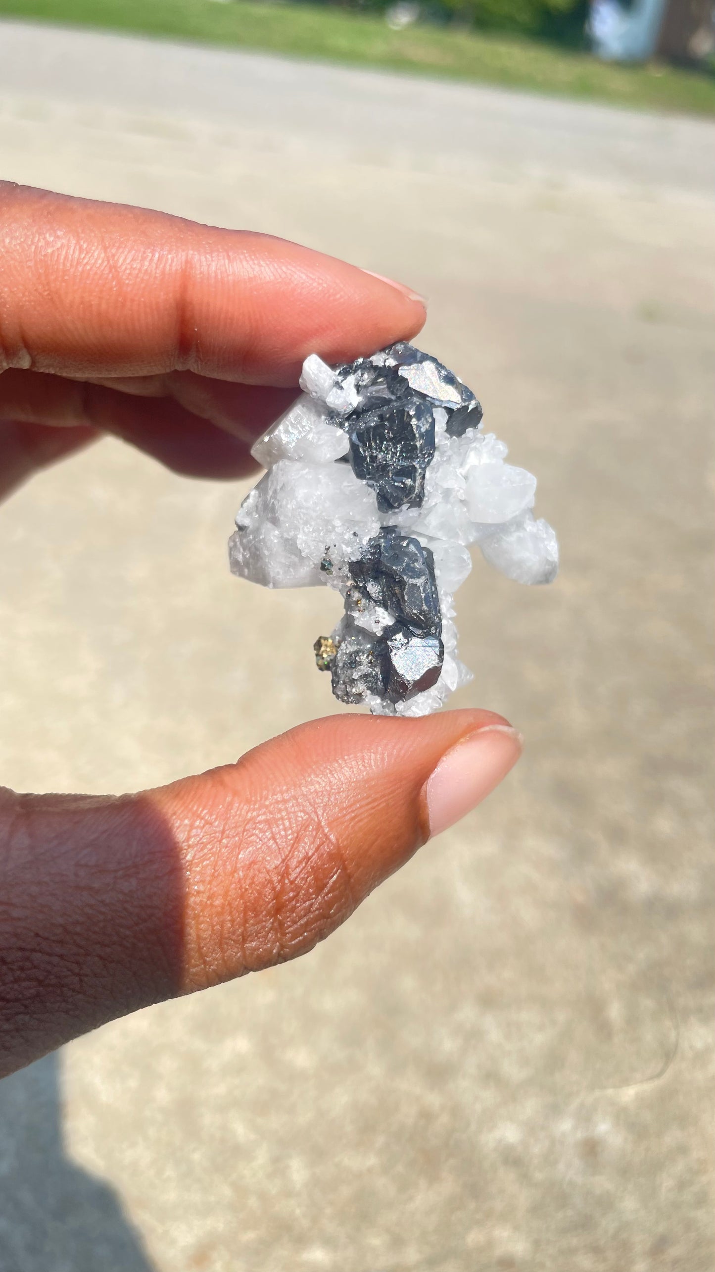 Chrysanthemum Quartz with Pyrite and Black Tourmaline