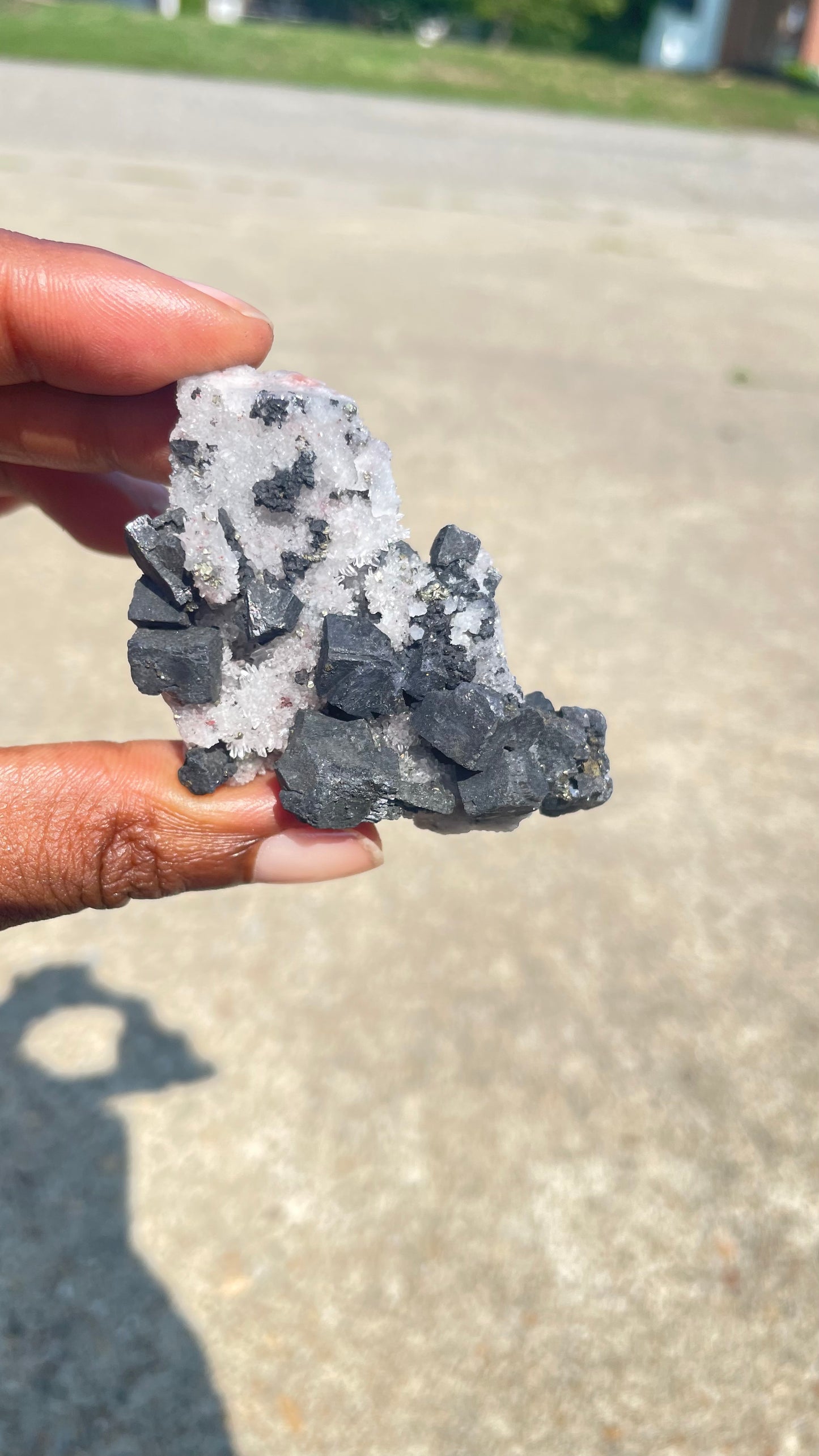 Chrysanthemum Quartz with Pyrite and Black Tourmaline