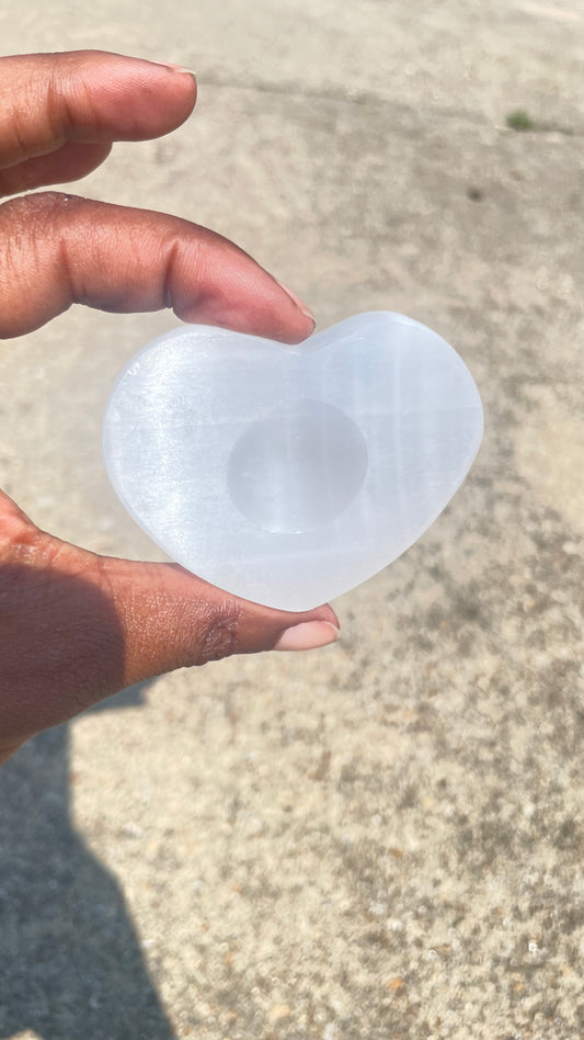 Selenite Heart Sphere Holder