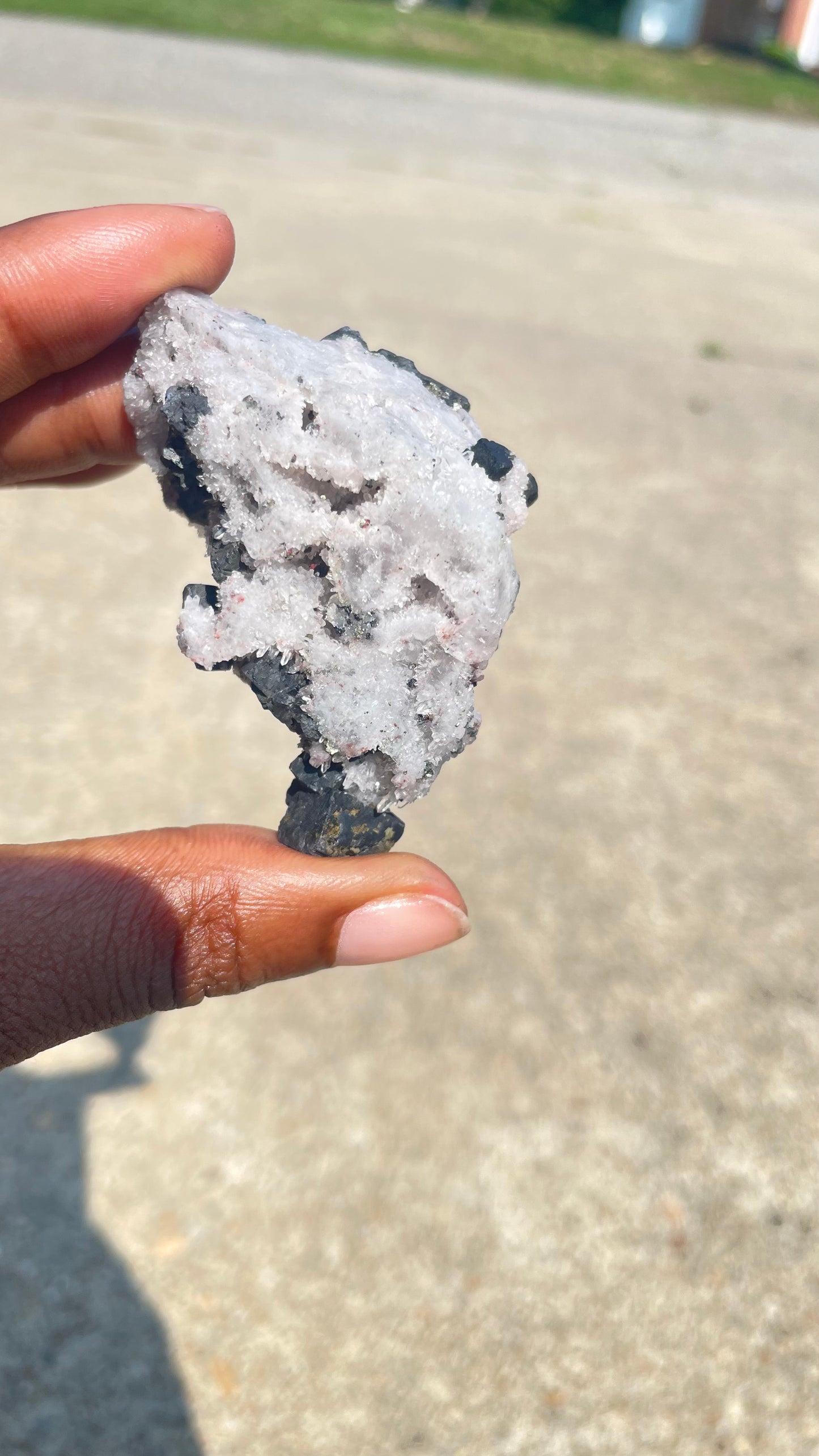 Chrysanthemum Quartz with Pyrite and Black Tourmaline