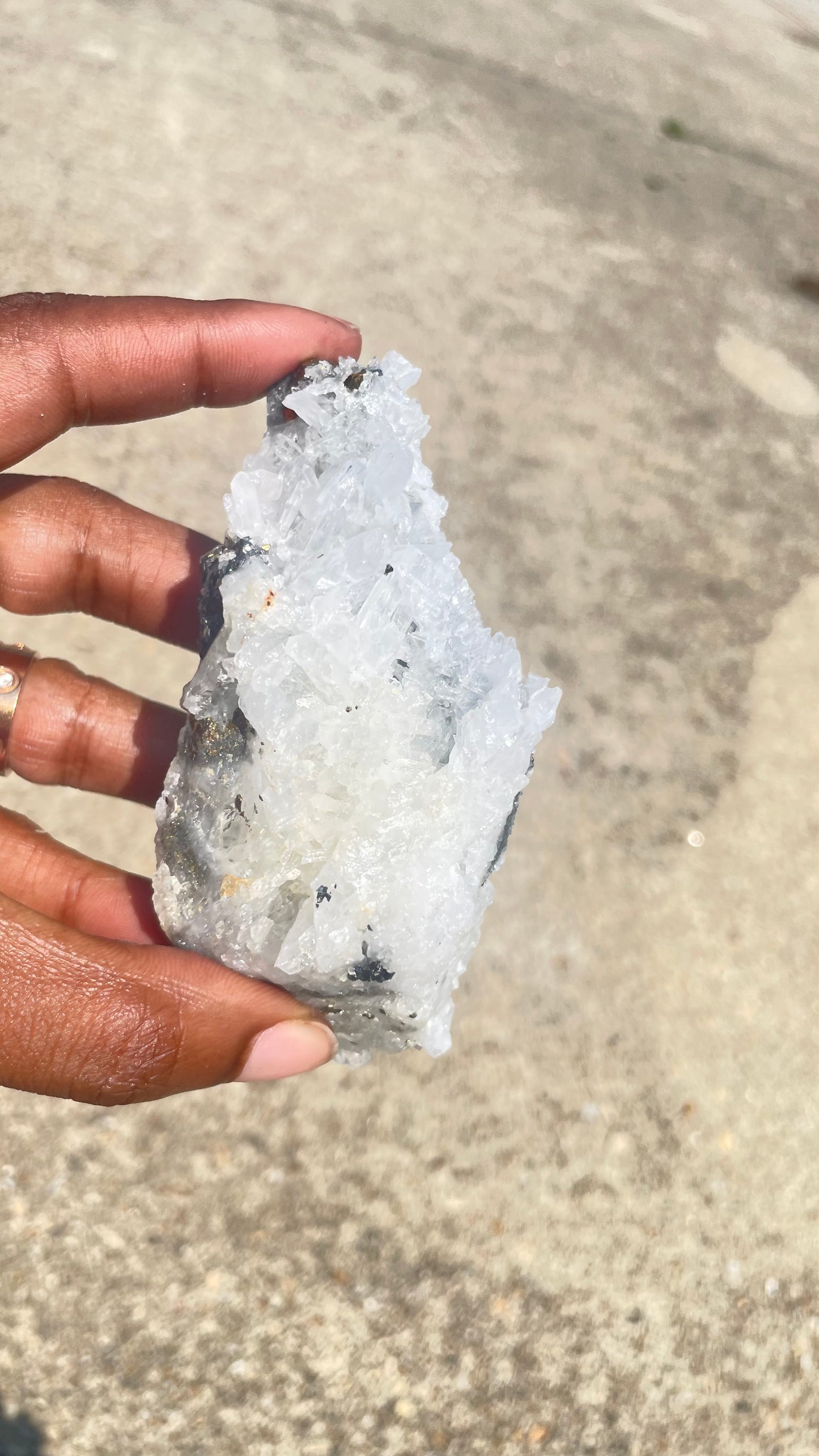 Chrysanthemum Quartz with Pyrite and Black Tourmaline