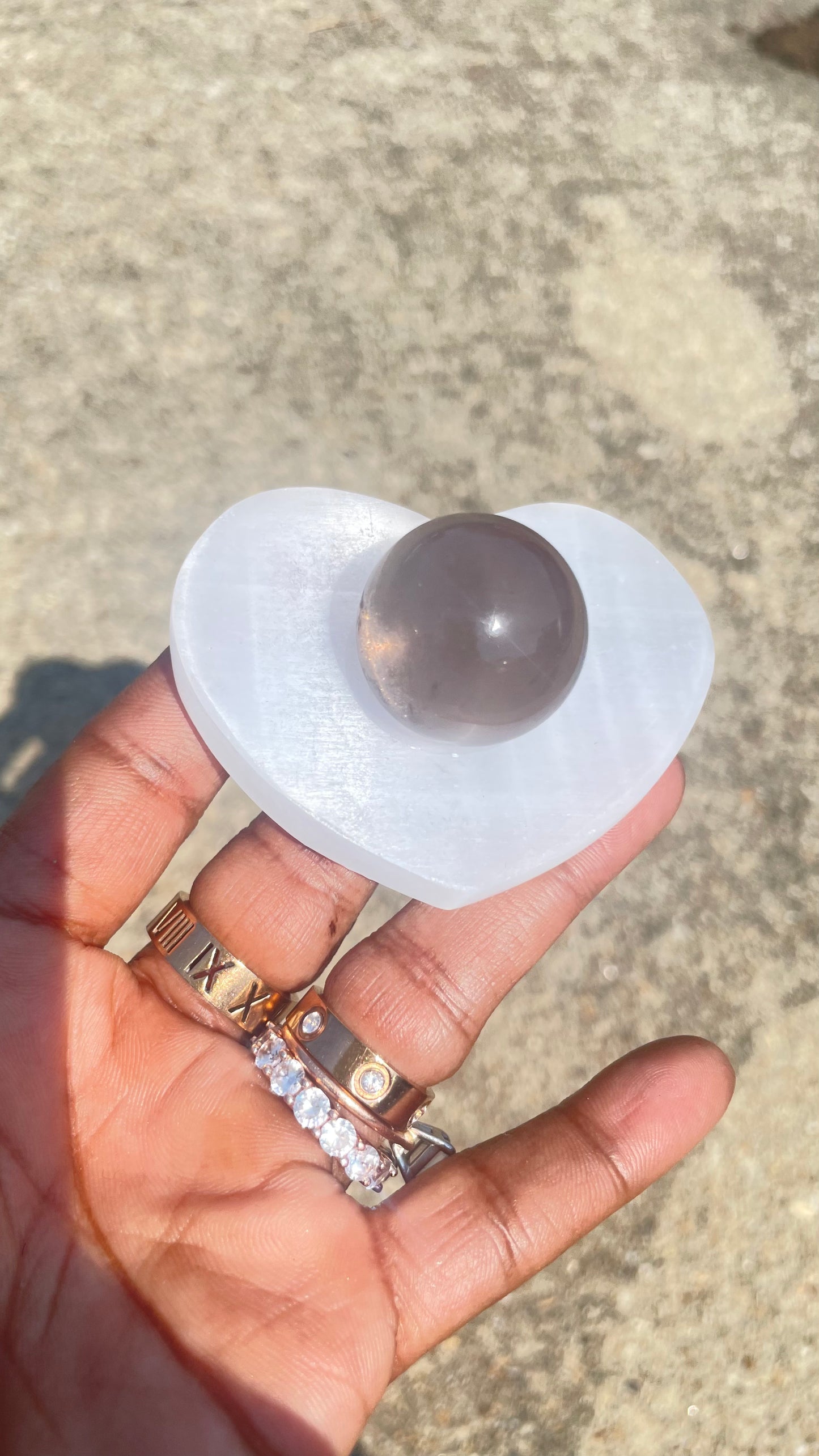 Selenite Heart Sphere Holder