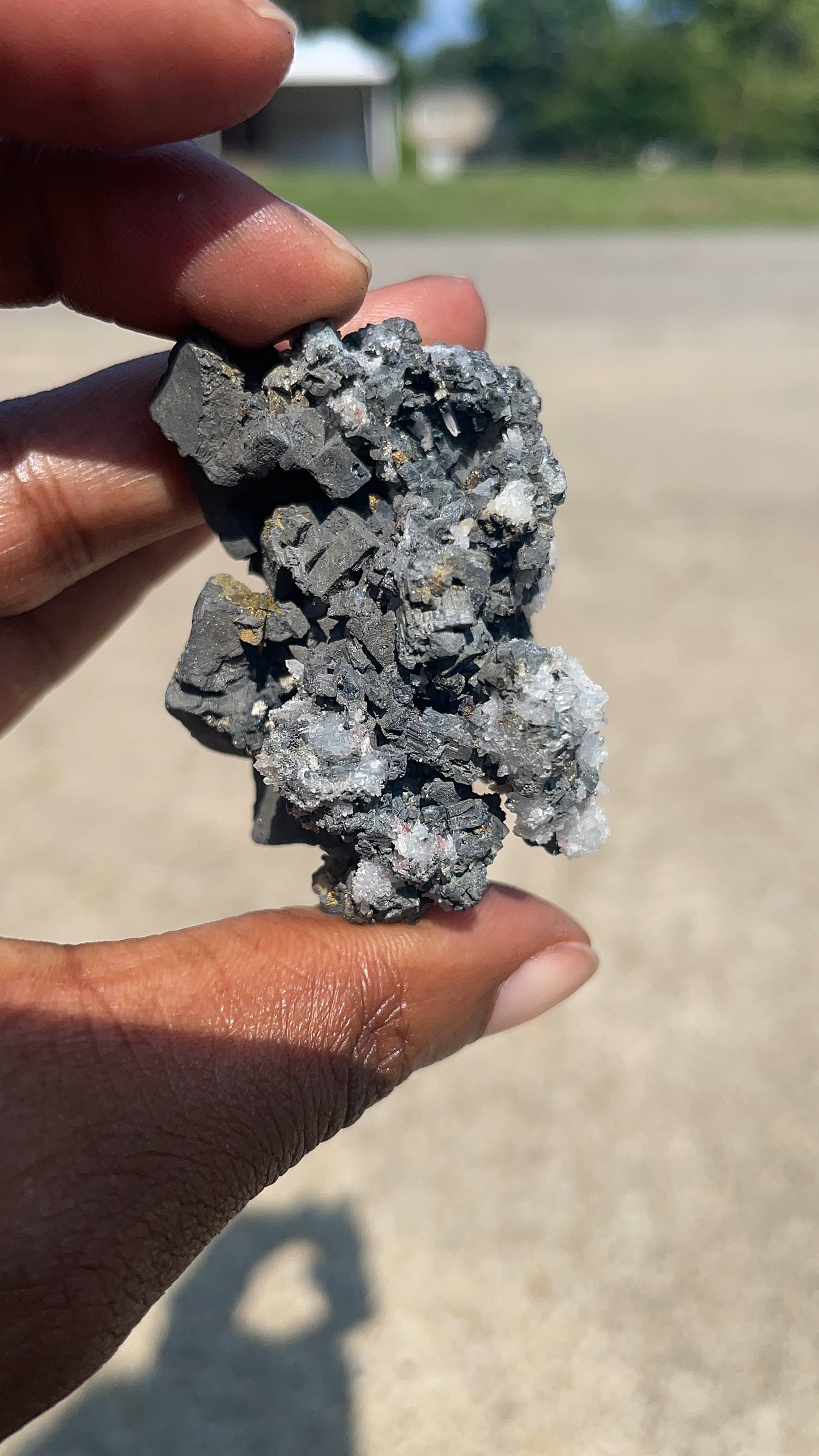 Chrysanthemum Quartz with Pyrite and Black Tourmaline