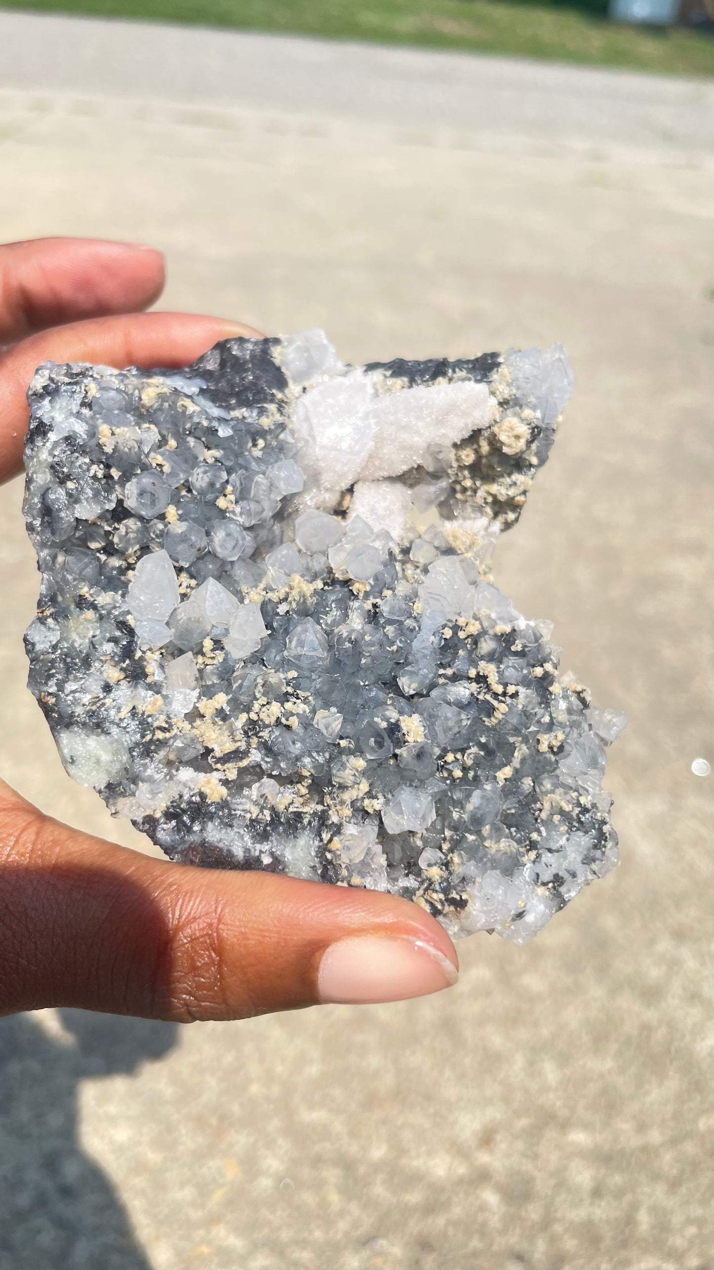 Chrysanthemum Quartz with Pyrite and Black Tourmaline