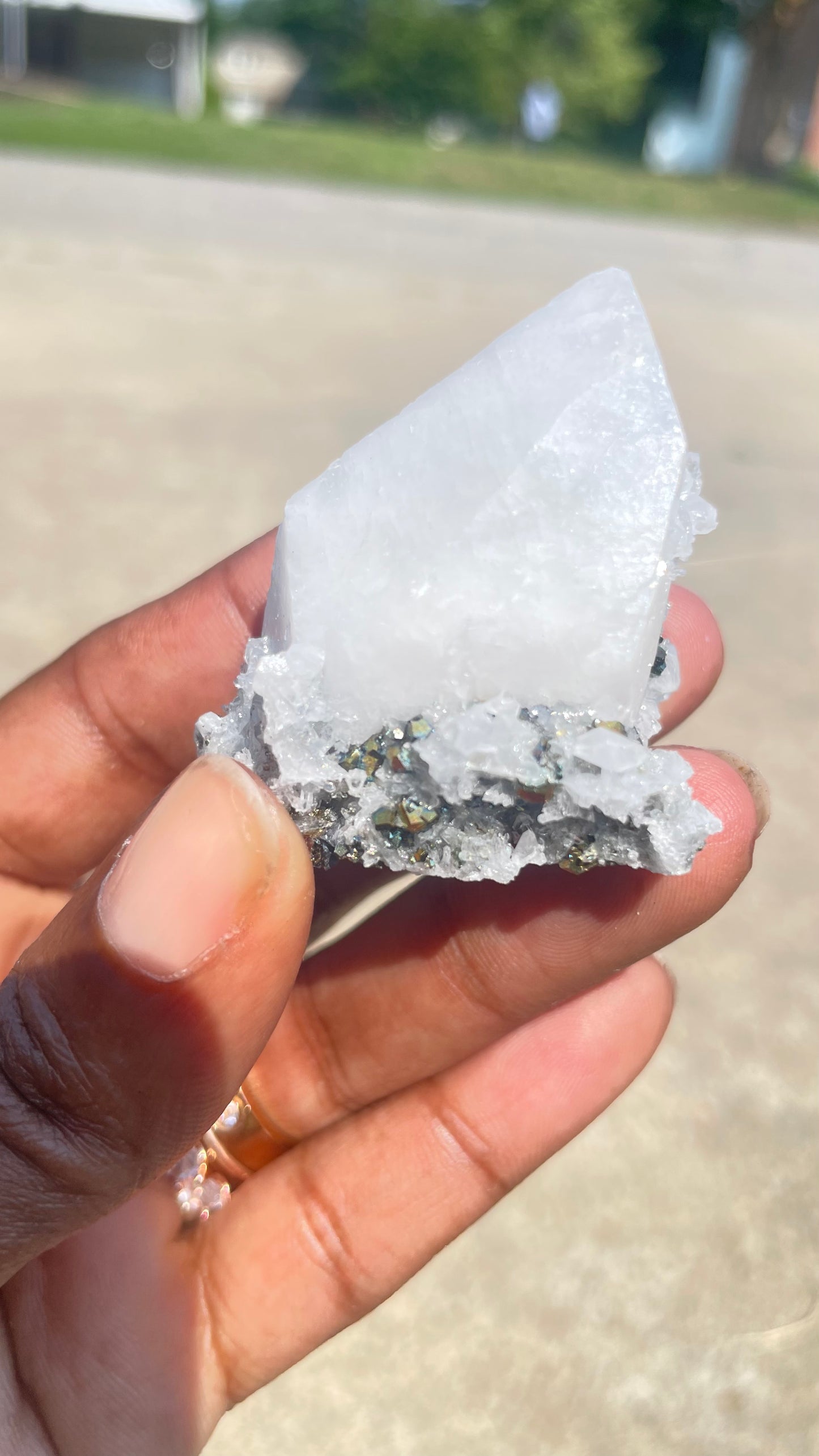 Chrysanthemum Quartz with Pyrite and Black Tourmaline