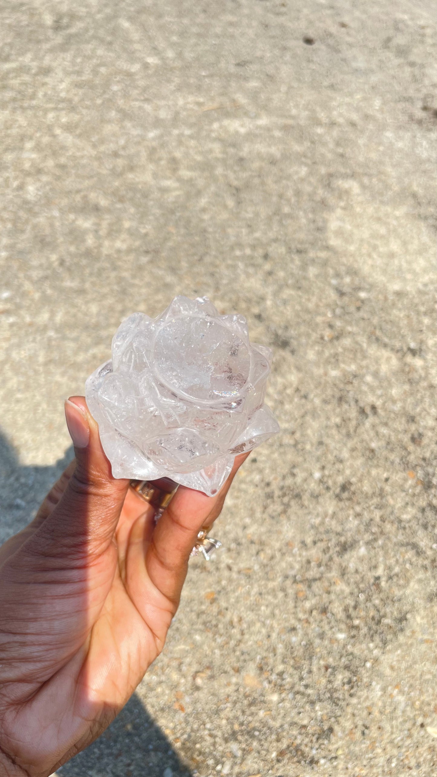 Clear Quartz Lotus Sphere Stand