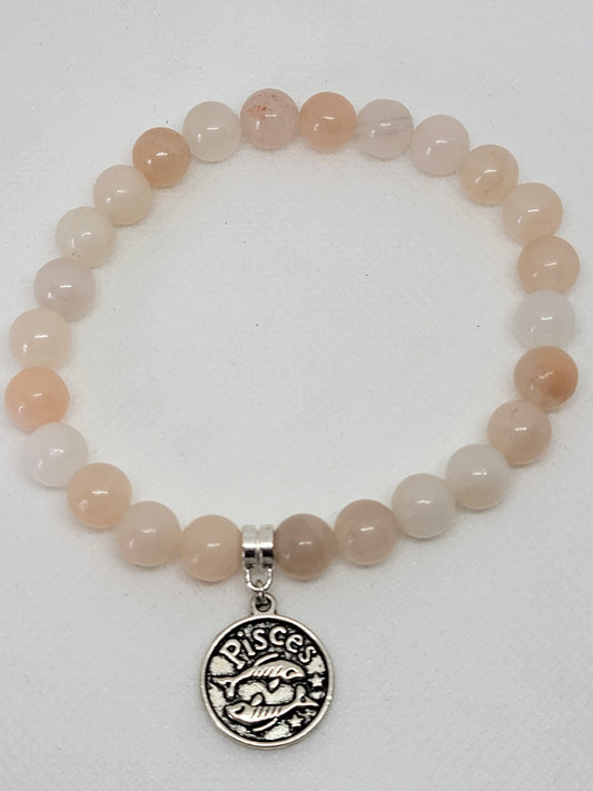 Pink Opal Pisces Charm Bracelet