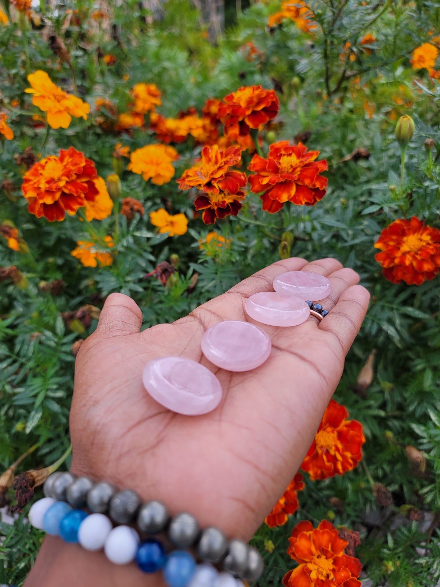 Rose Quartz Mini Palm Stone