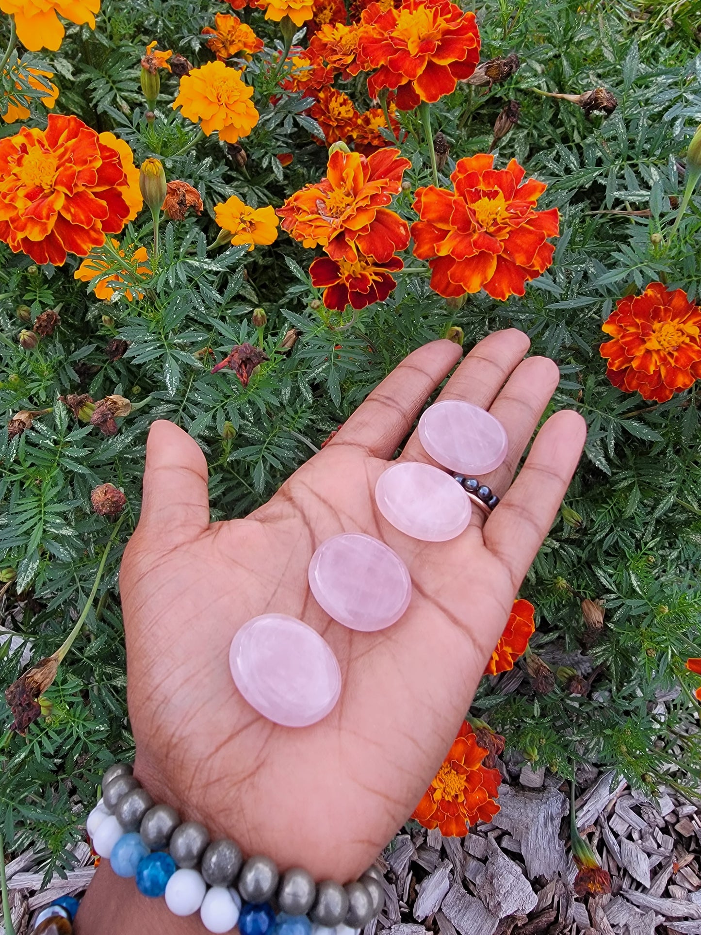 Rose Quartz Mini Palm Stone