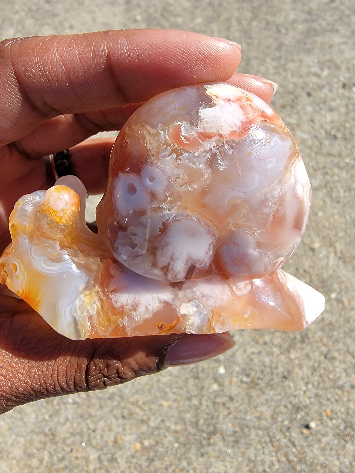 Flower Agate Snail Carving