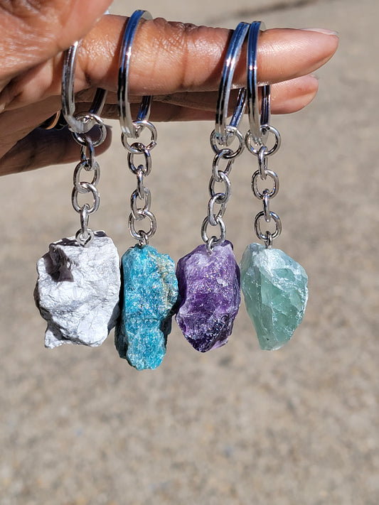 Raw Crystal Keychains