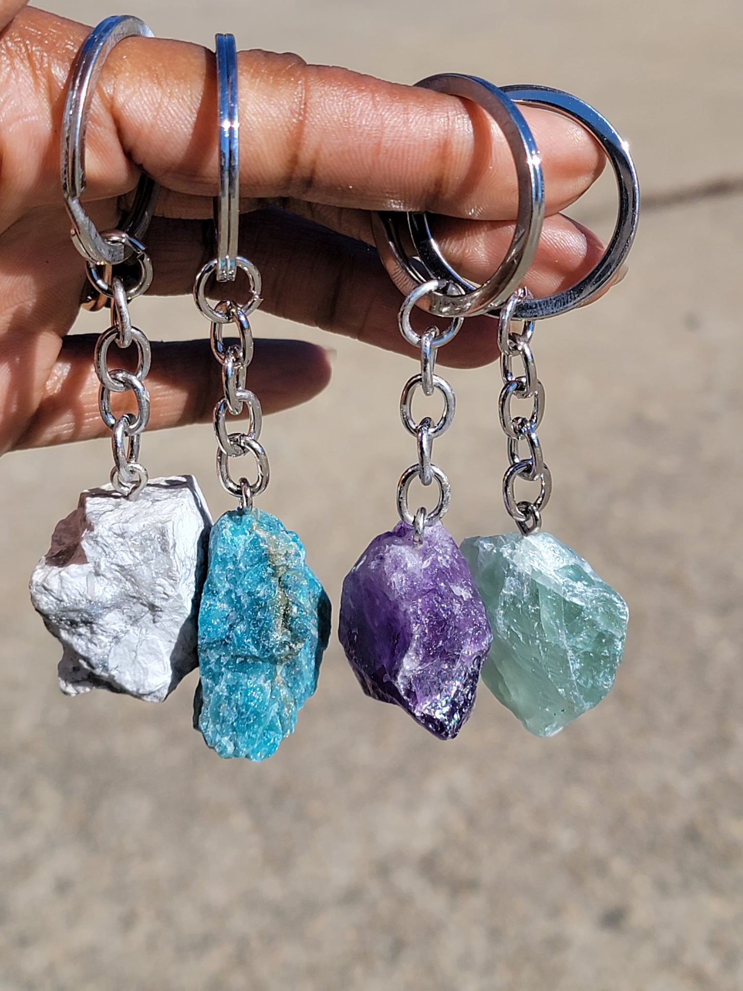 Raw Crystal Keychains