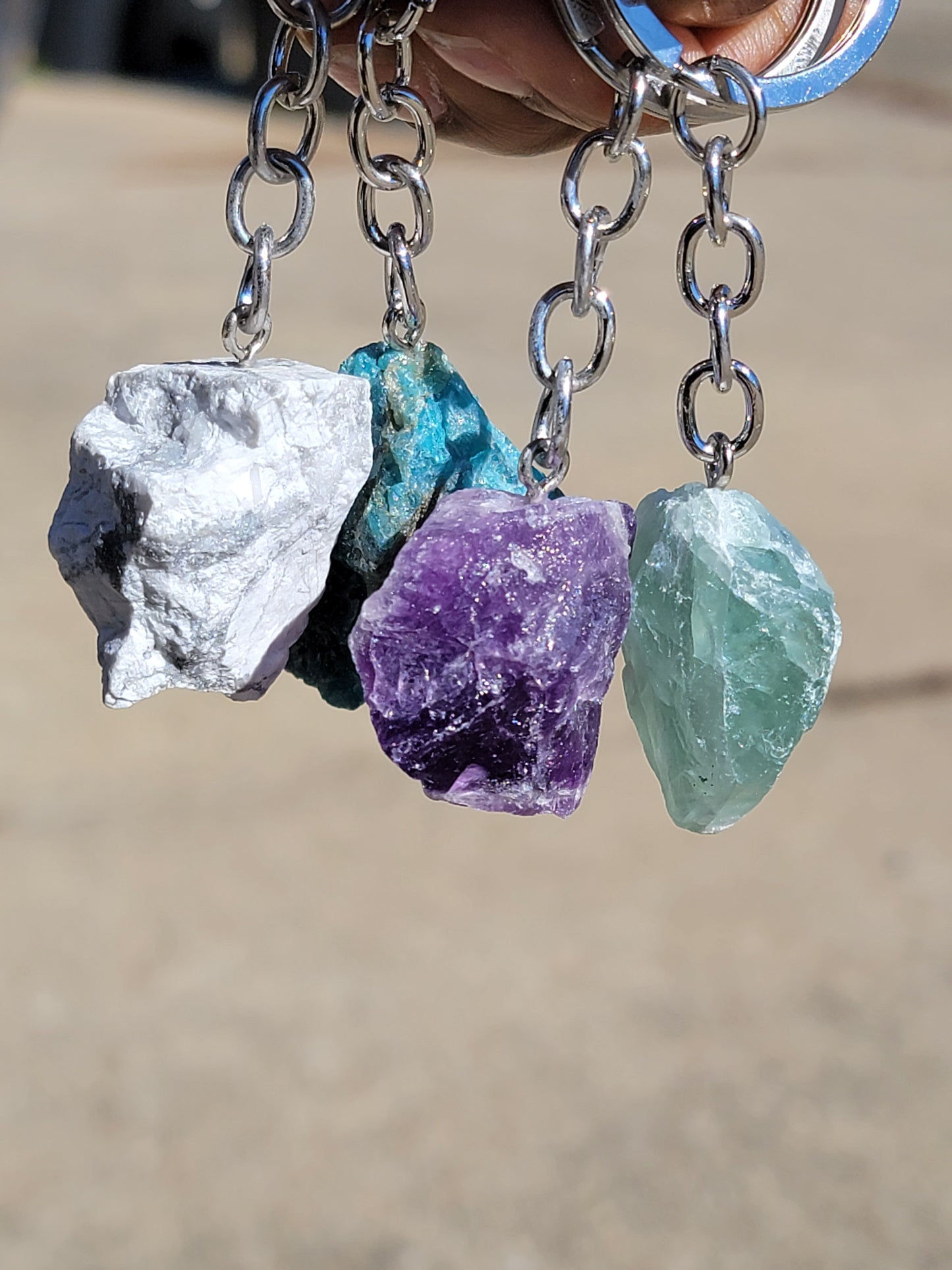 Raw Crystal Keychains