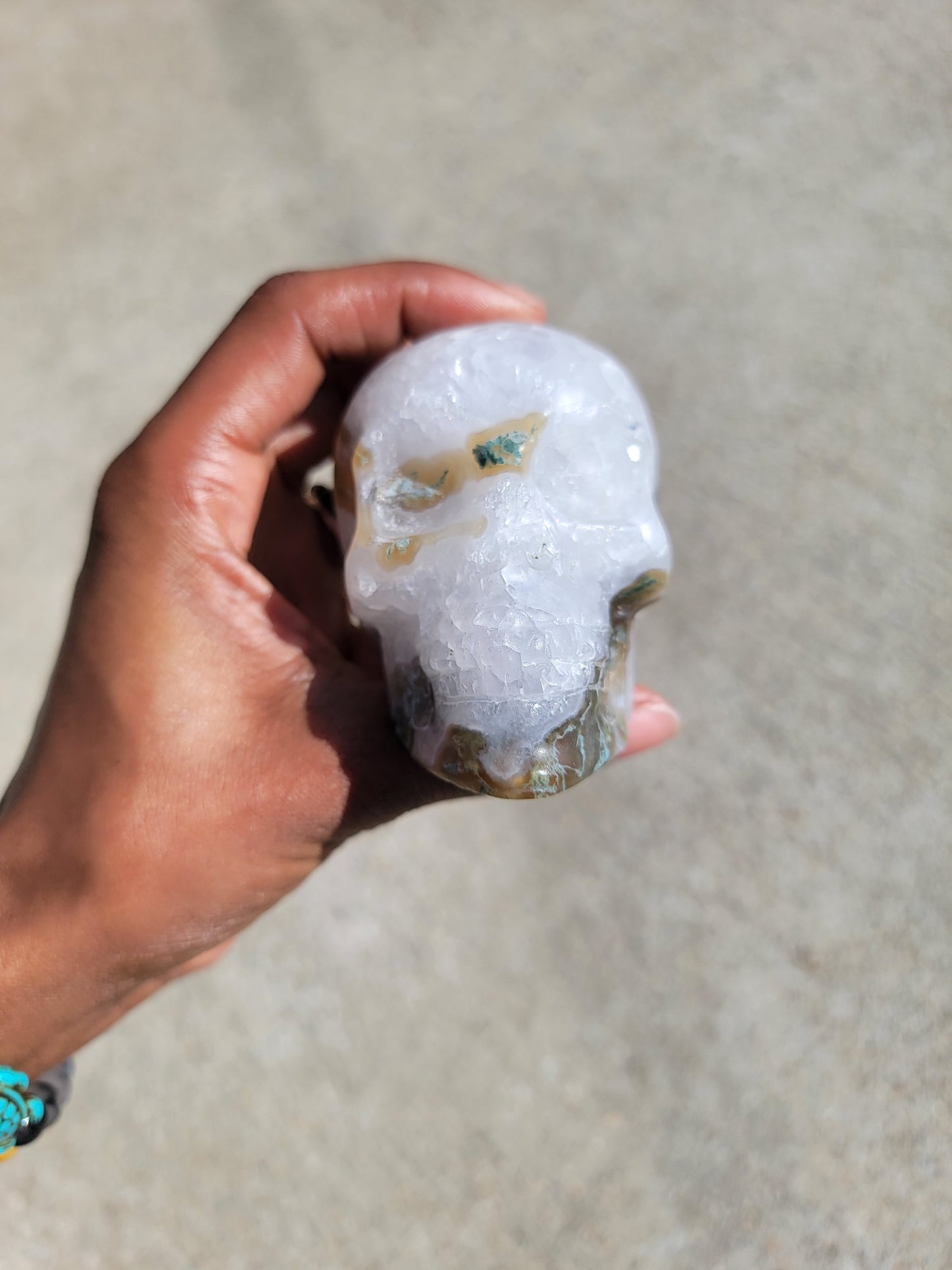 Moss Agate Skull