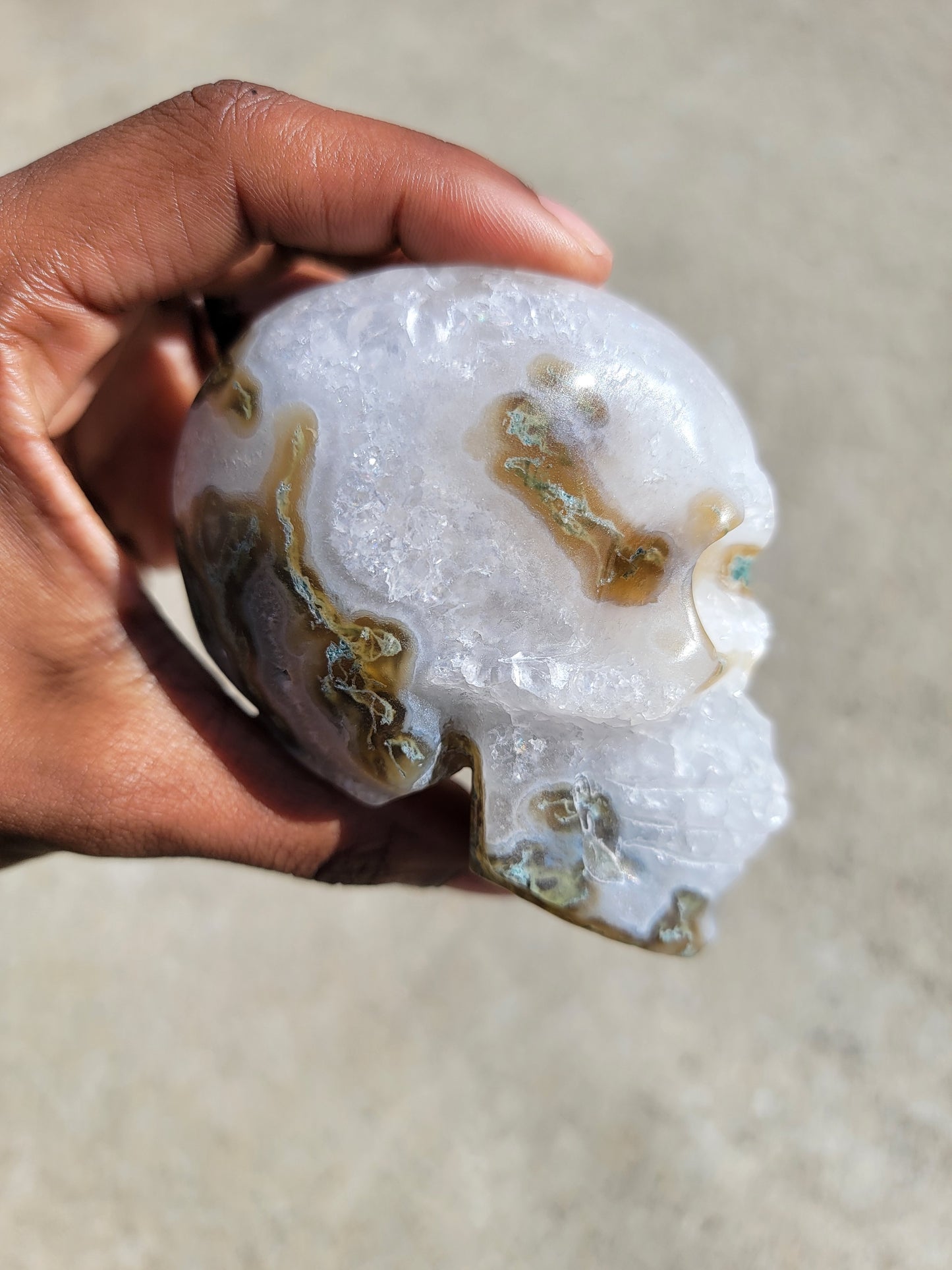 Moss Agate Skull