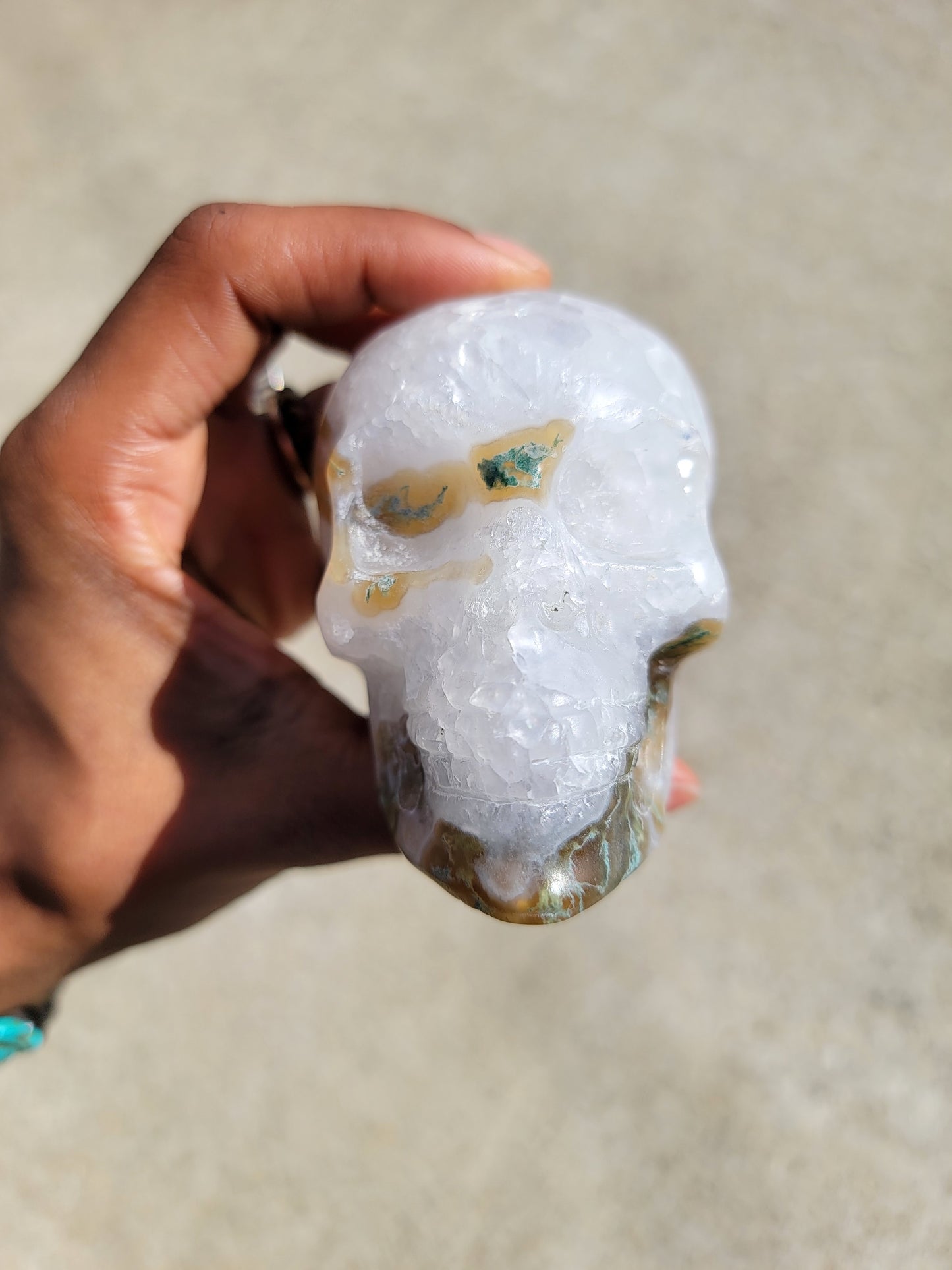 Moss Agate Skull