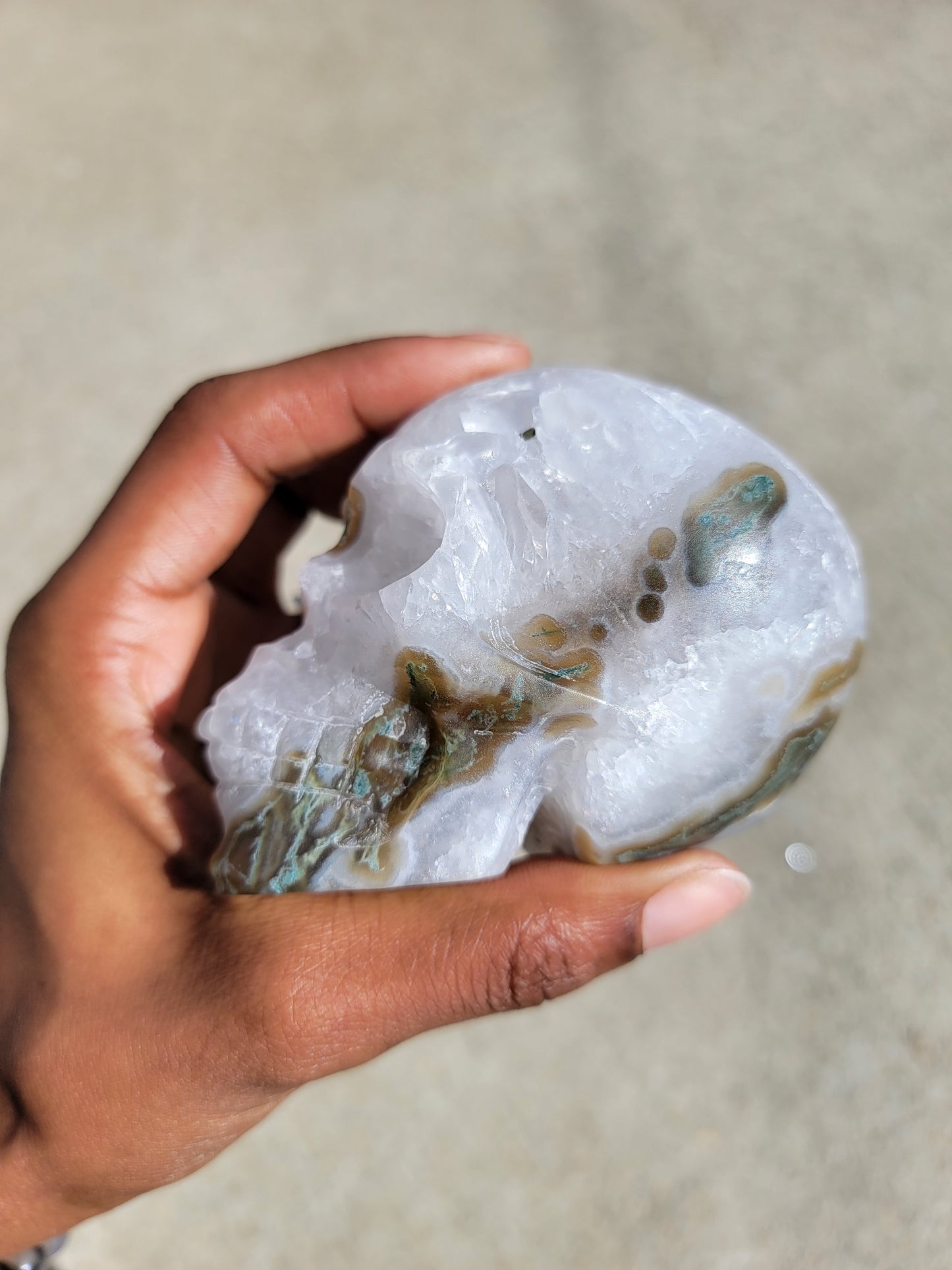 Moss Agate Skull