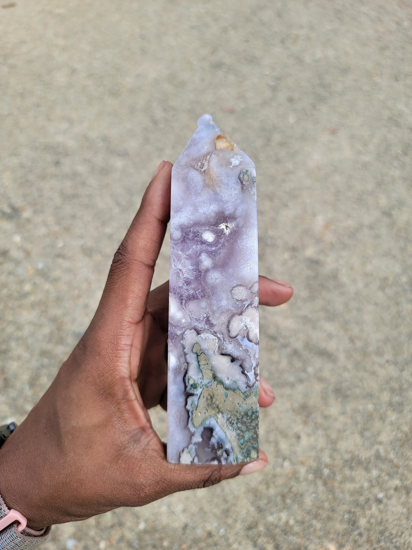 Flower Agate with Amethyst ‘Unicorn’ Tower