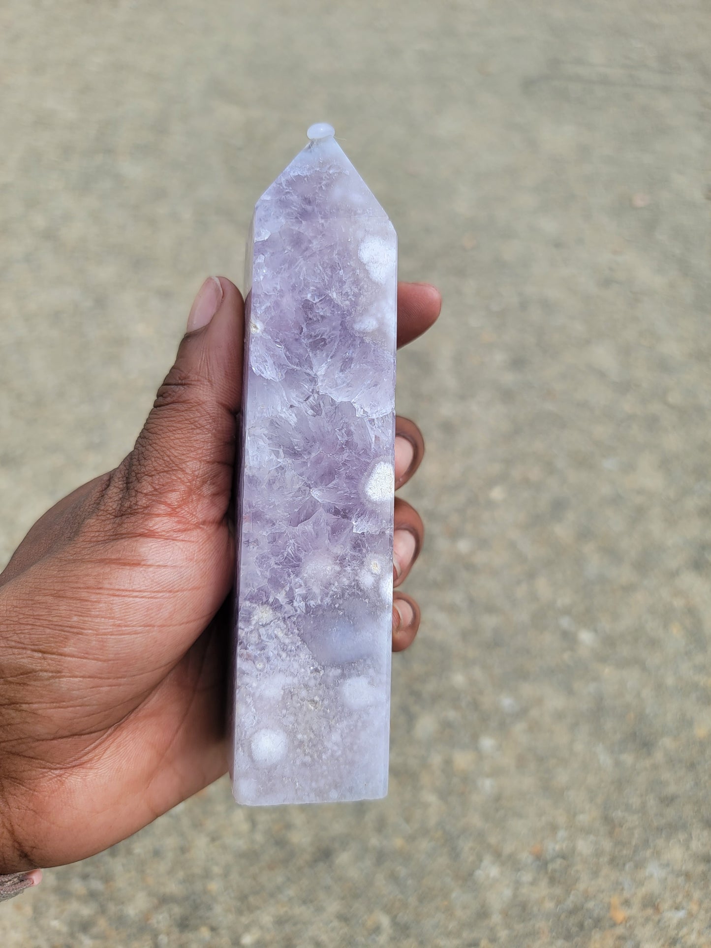 Flower Agate with Amethyst ‘Unicorn’ Tower