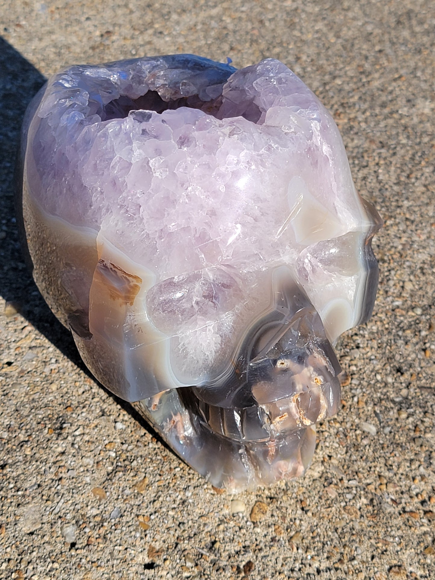 Agate Skull With Amethyst Druzy