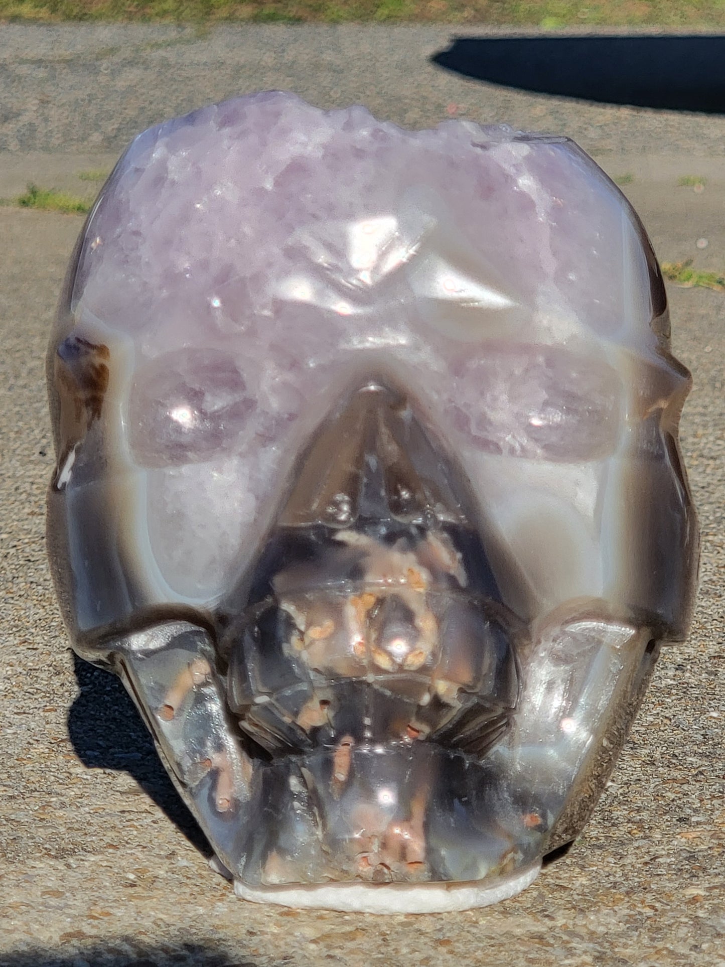 Agate Skull With Amethyst Druzy