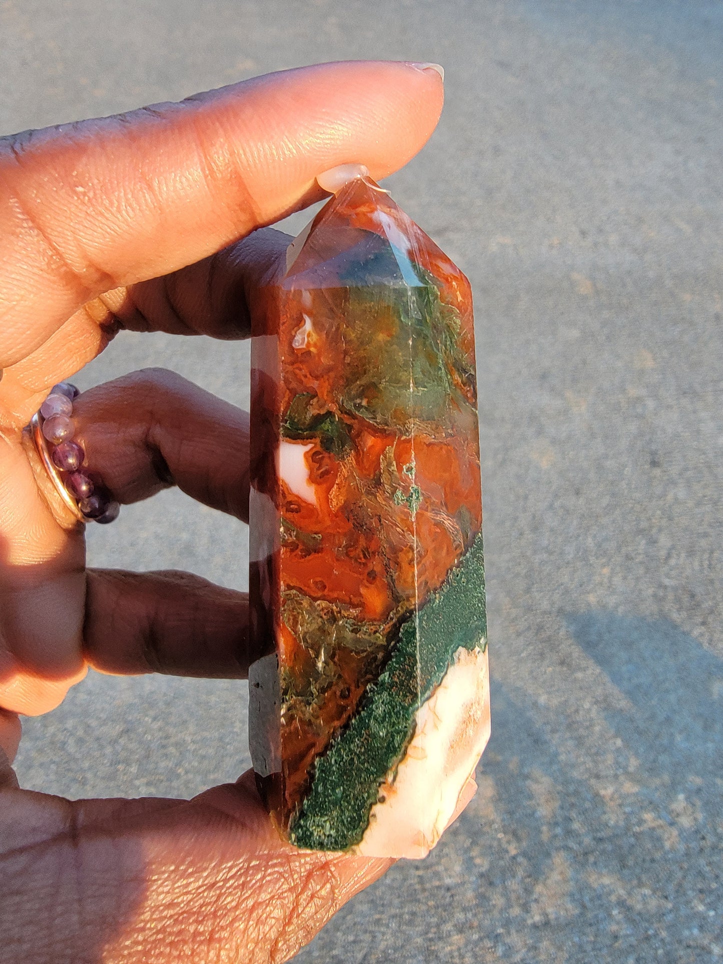 Carnelian + Moss Agate Towers