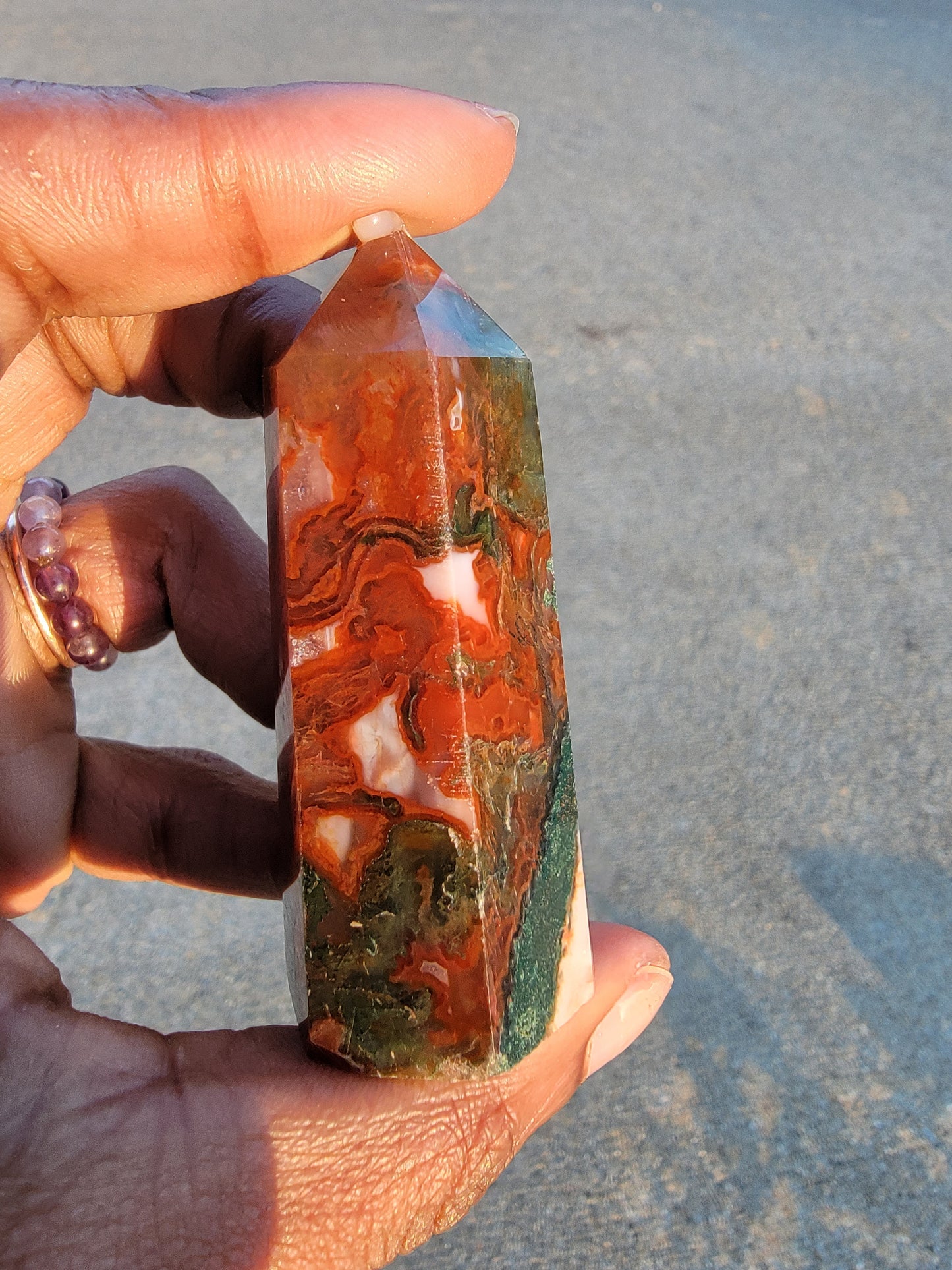 Carnelian + Moss Agate Towers