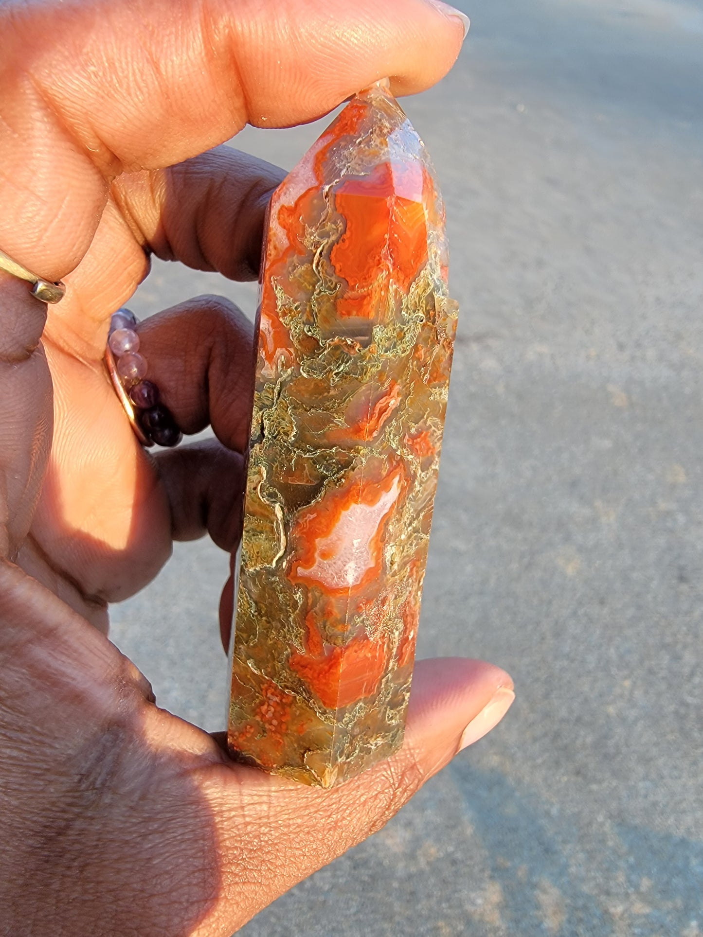 Carnelian + Moss Agate Towers