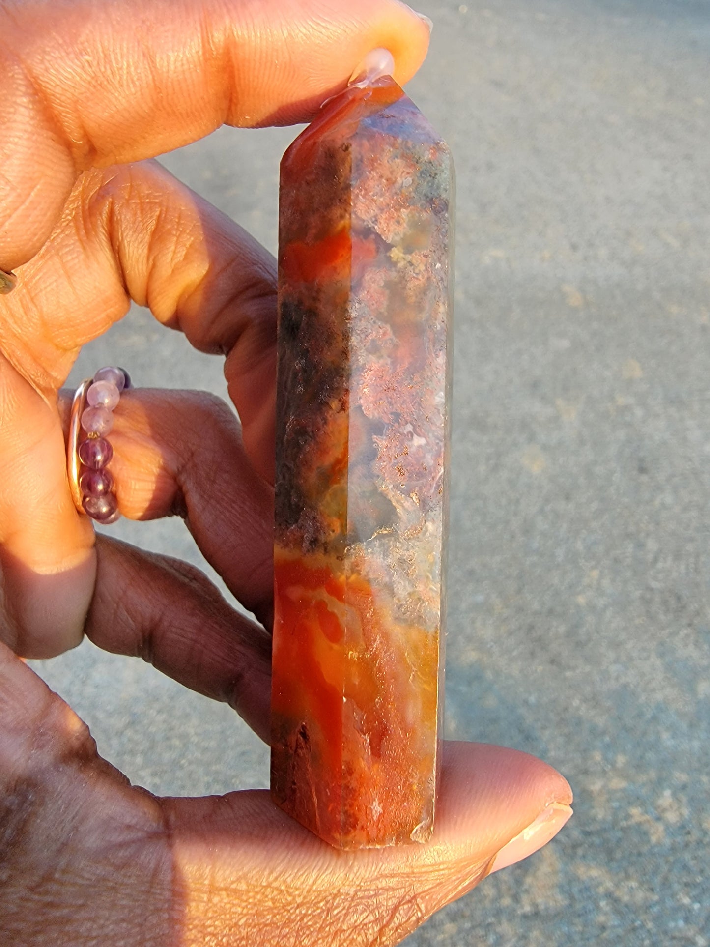 Carnelian + Moss Agate Towers