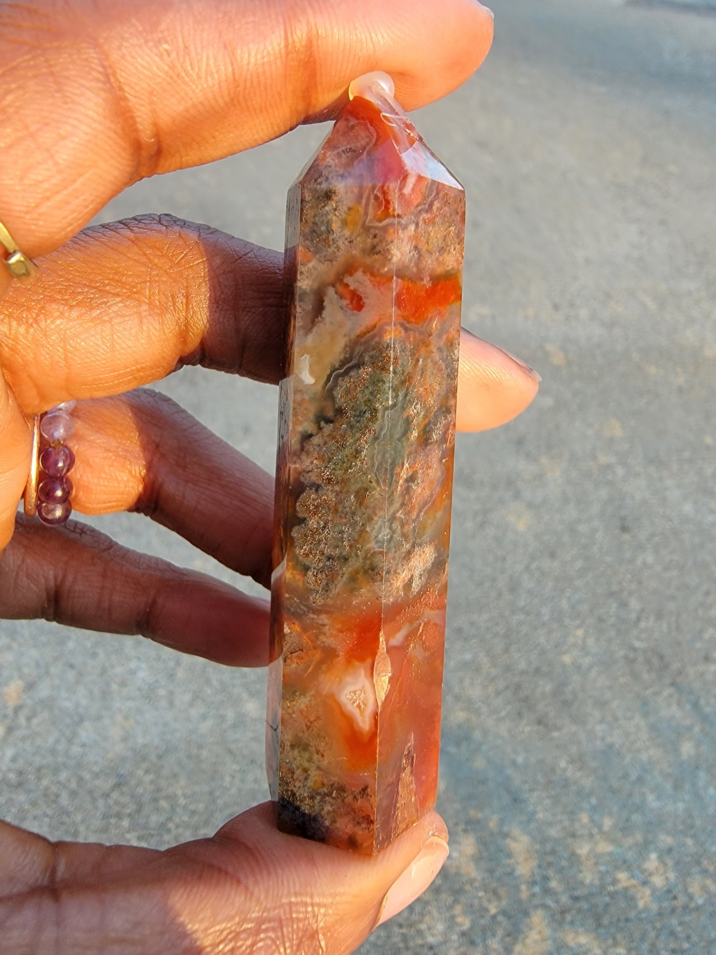 Carnelian + Moss Agate Towers