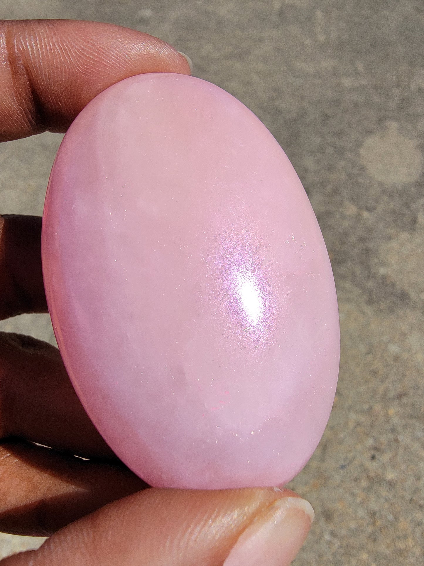 Aura Coated Rose Quartz Palm (Dark)