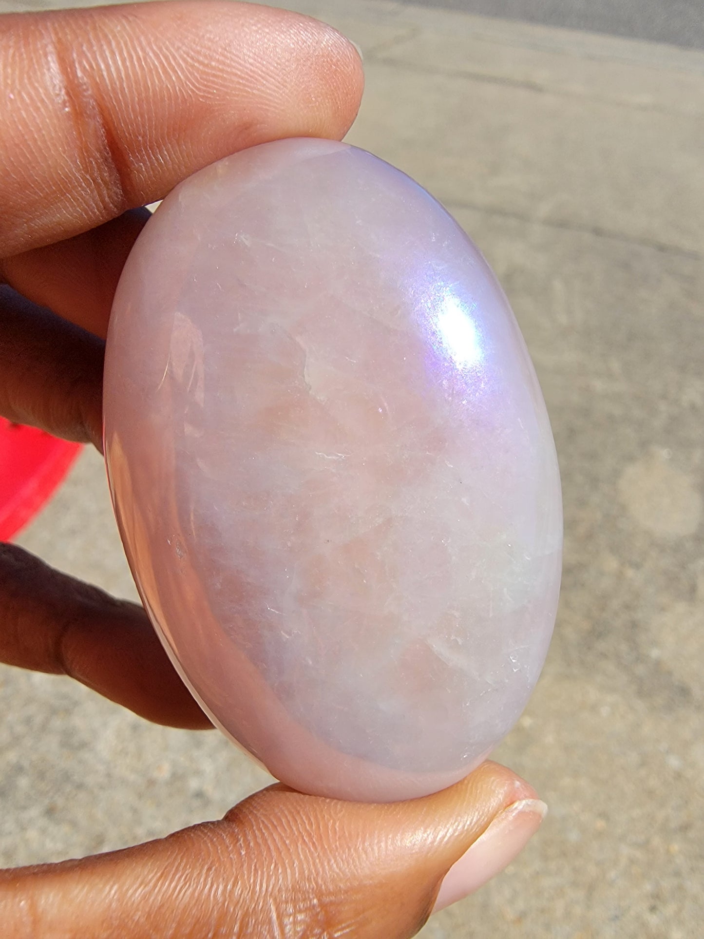 Aura Coated Rose Quartz Palm (Light)