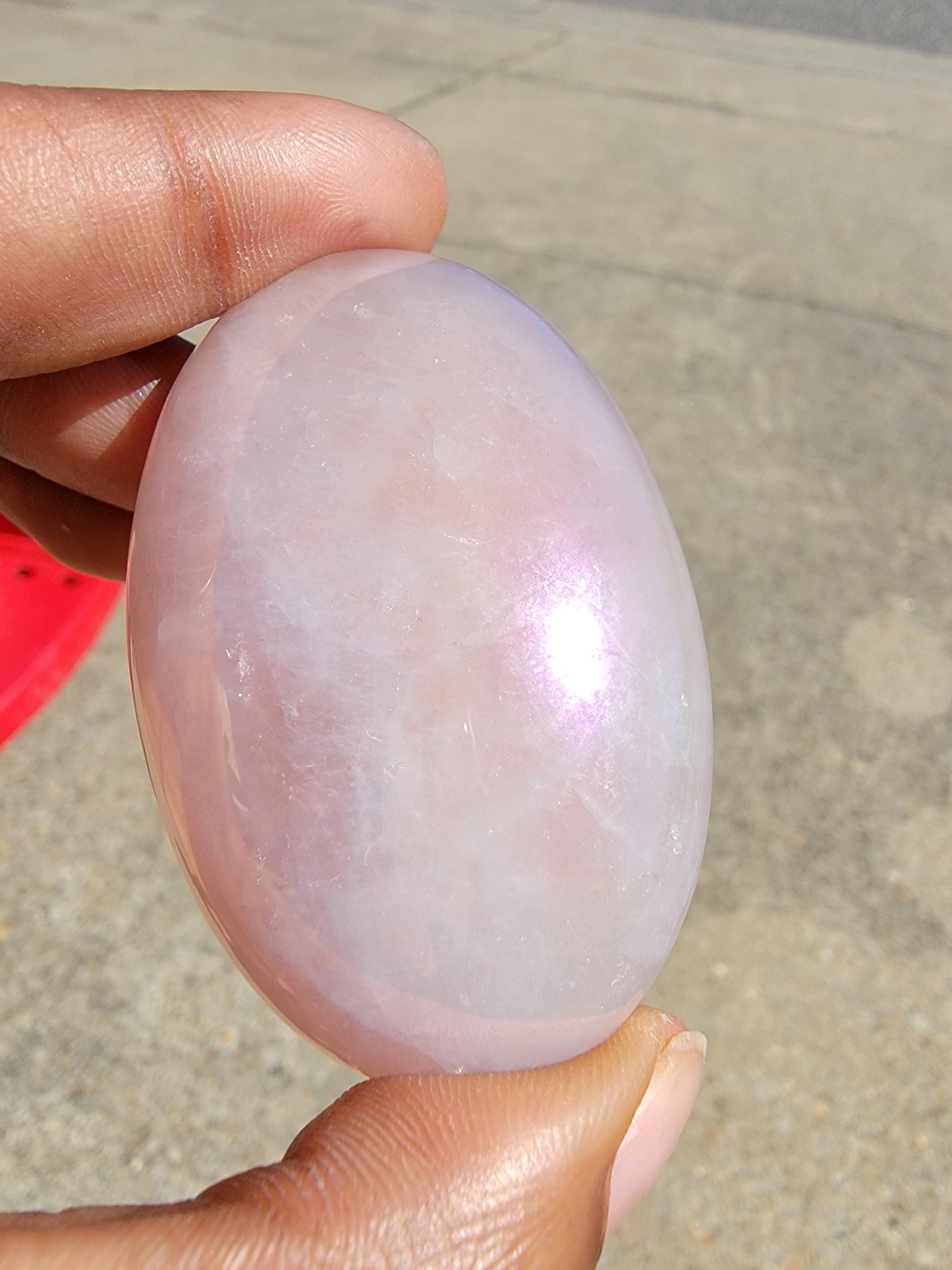 Aura Coated Rose Quartz Palm (Light)