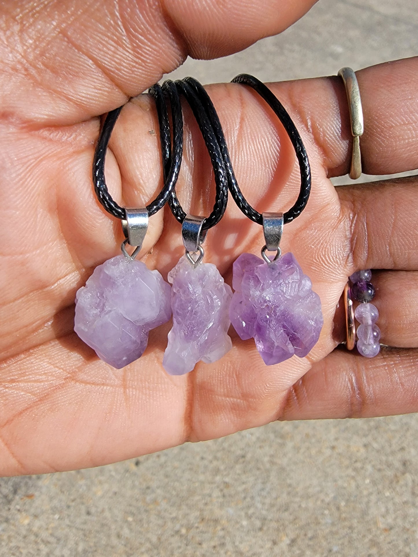 Amethyst Raw Crystal Pendant Necklace