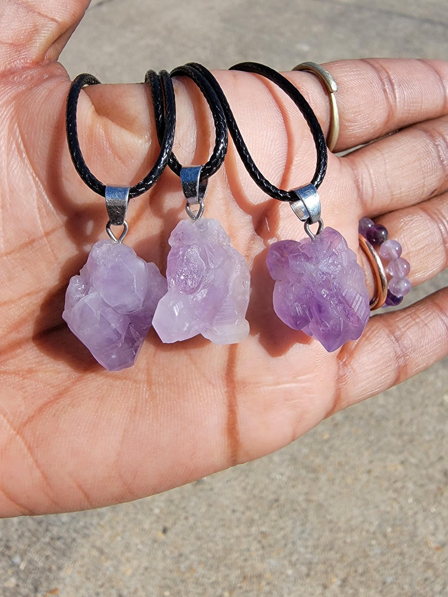 Amethyst Raw Crystal Pendant Necklace